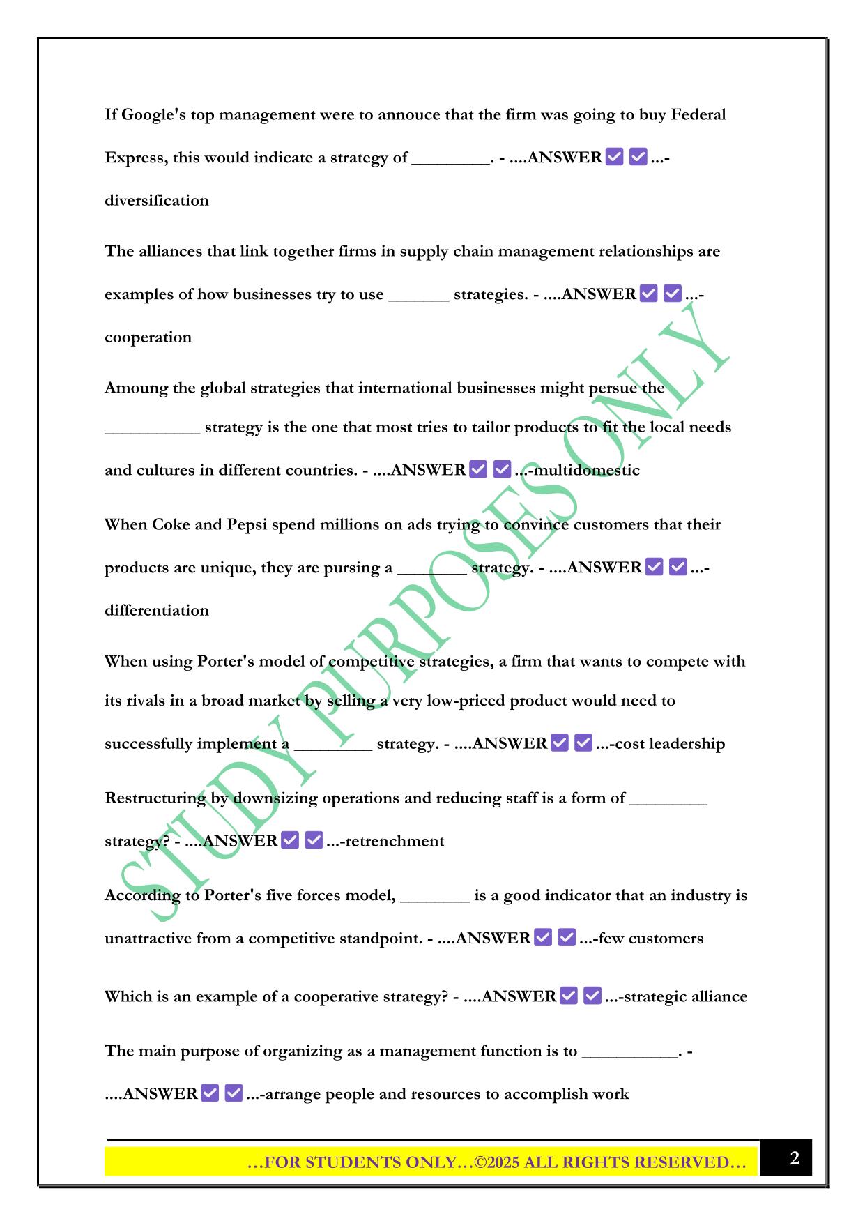 BMGT Exam 2 2025 Questions and Answers