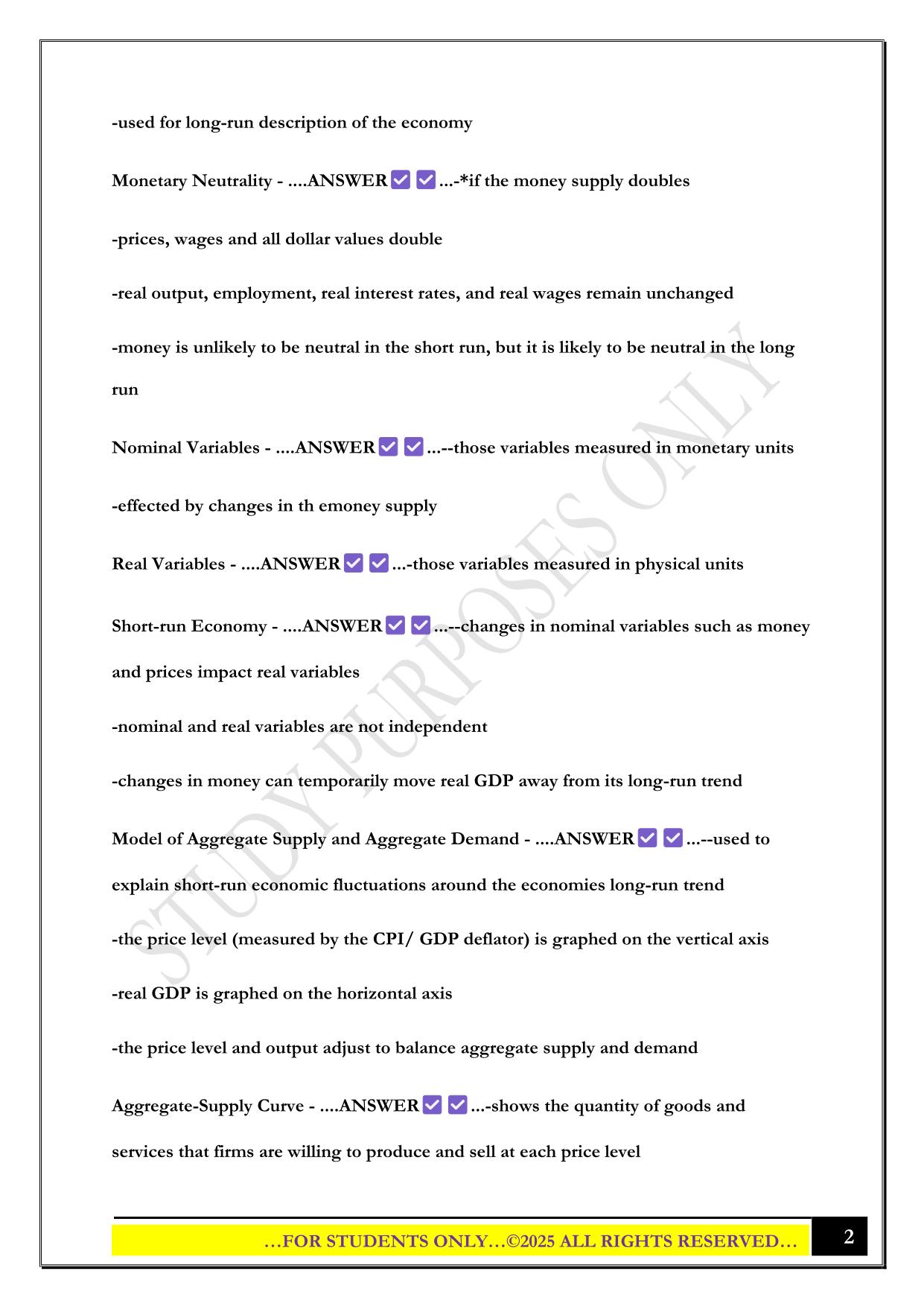 ECN 211 ASU Exam 3 2025 Questions and Answers
