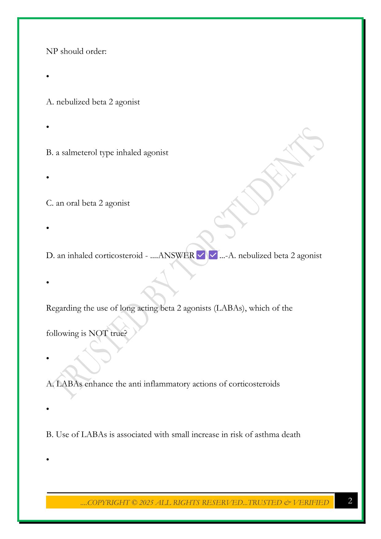 MODULE 7 NURS 5334 EXAM 2025 QUESTIONS AND ANSWERS