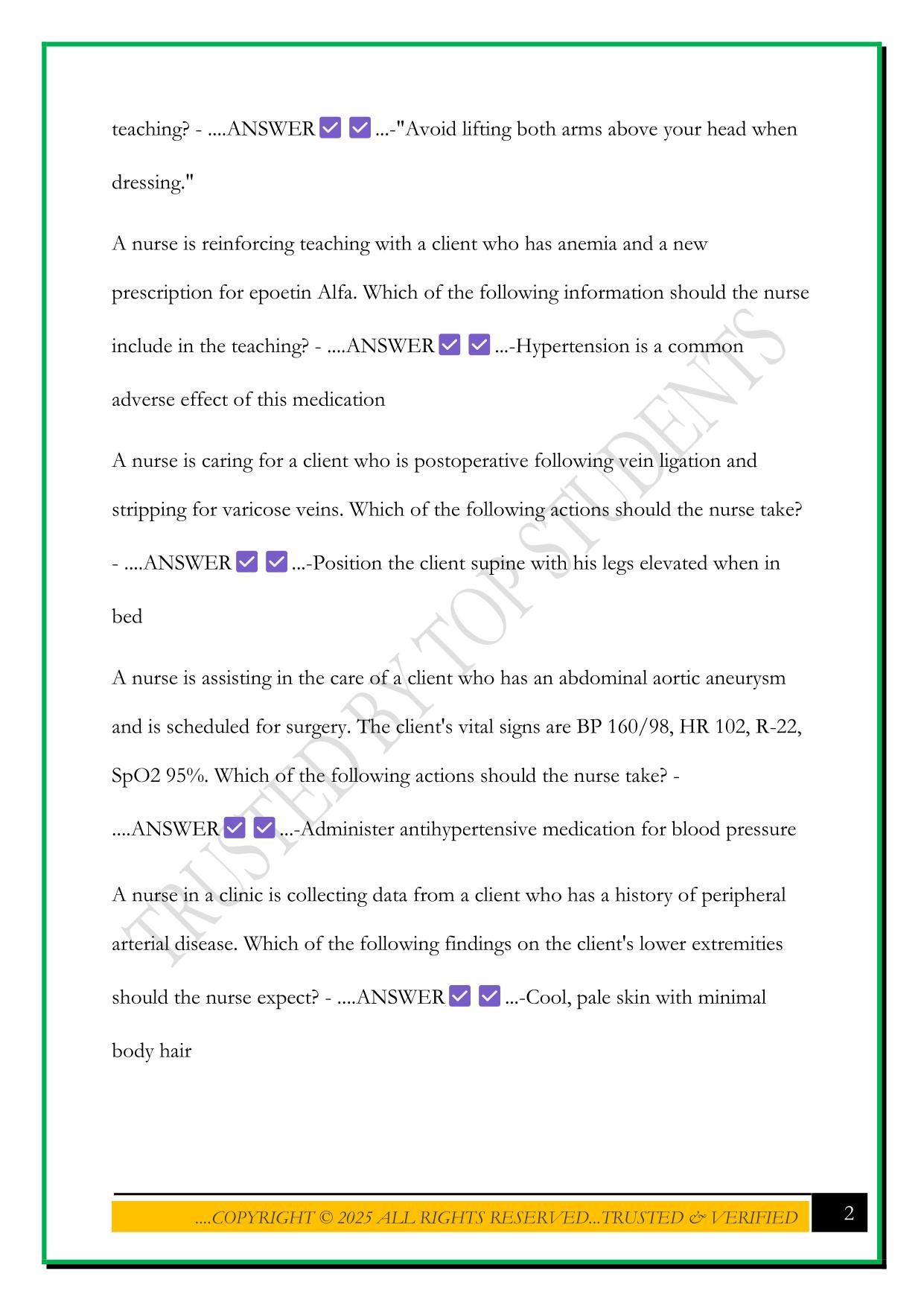PN ATI MED SURG EXAM 2025 QUESTIONS AND ANSWERS