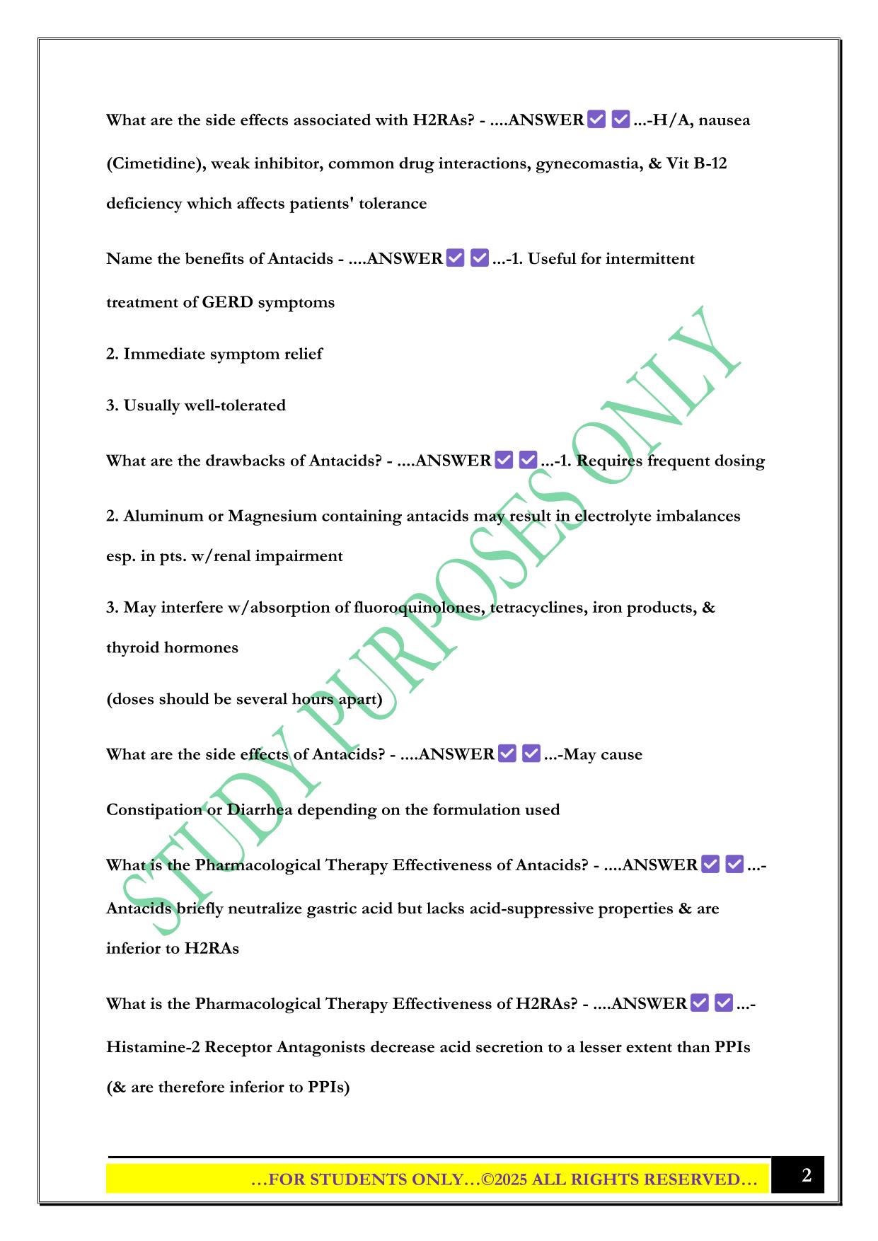 NSG 533 Adv Pharm: Module 1: GI: Chp 17 Exam 2025 Questions and Answers