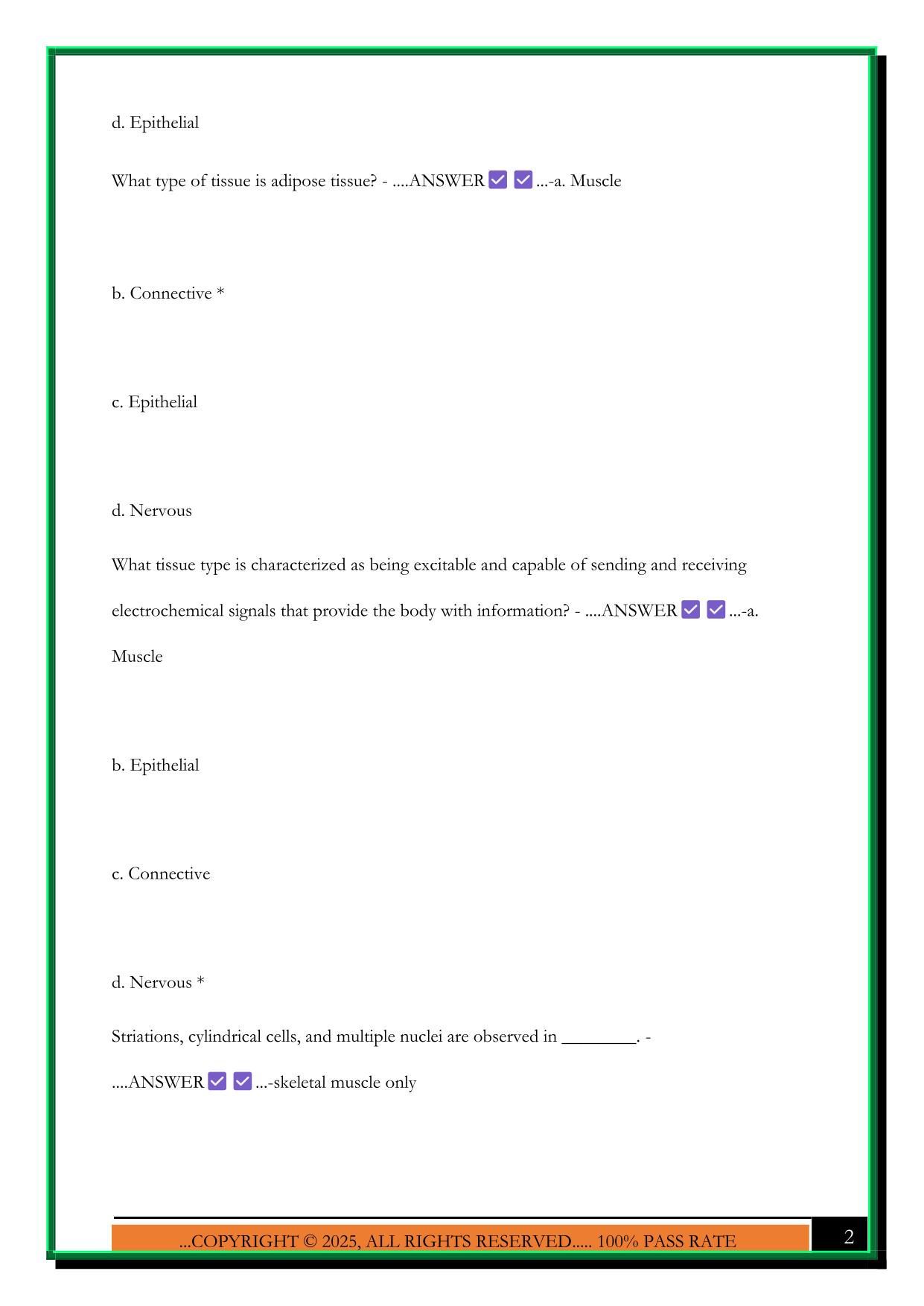 BIO 100 EXAM 3 2025 QUESTIONS AND ANSWERS