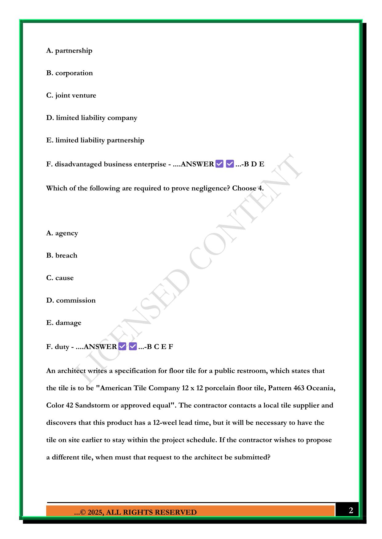 ARE 5.0 MOCK EXAM – PCM 2025 QUESTIONS AND ANSWERS