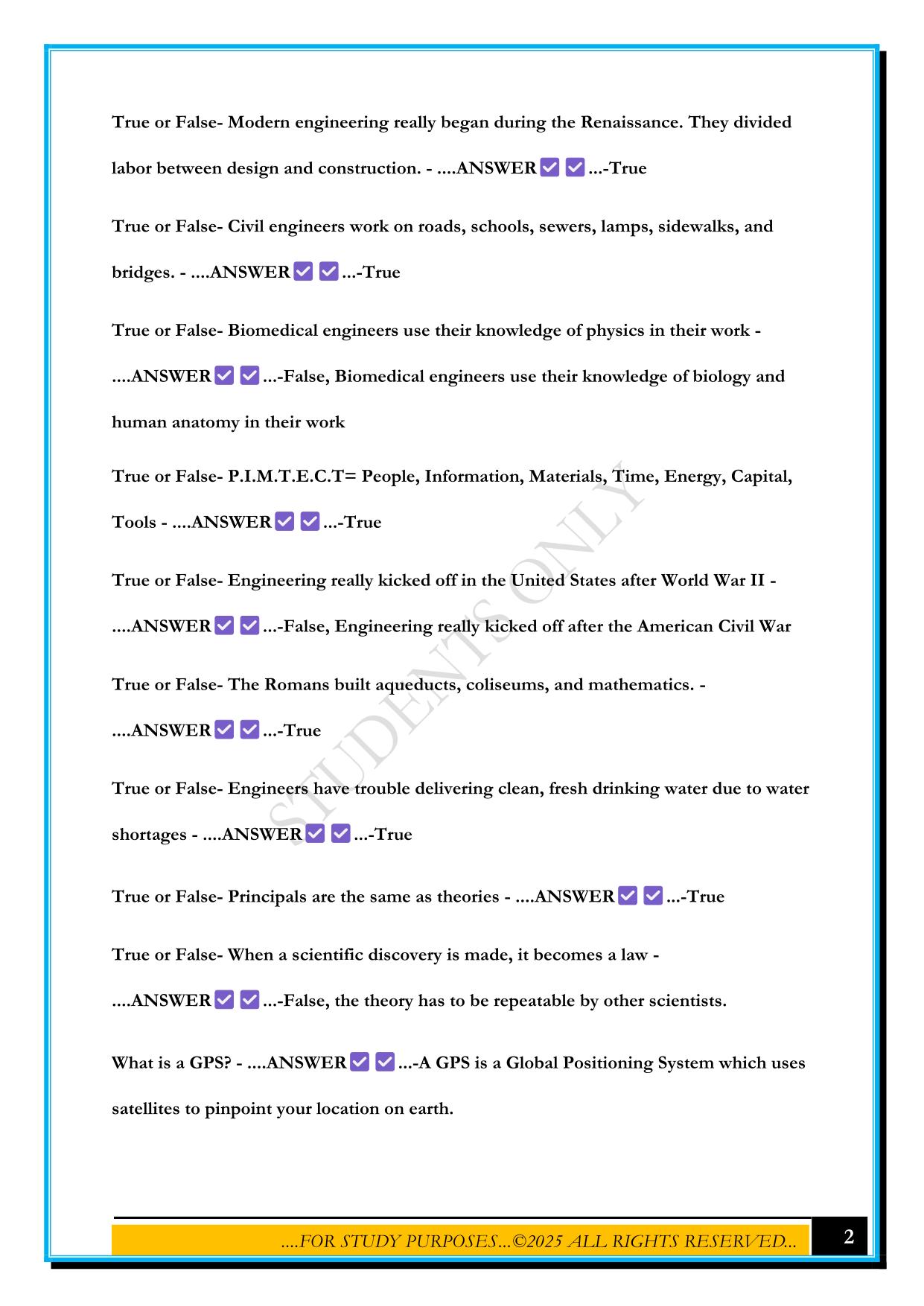 FOUNDATIONS OF ENGINEERING EXAM 2025 QUESTIONS AND ANSWERS