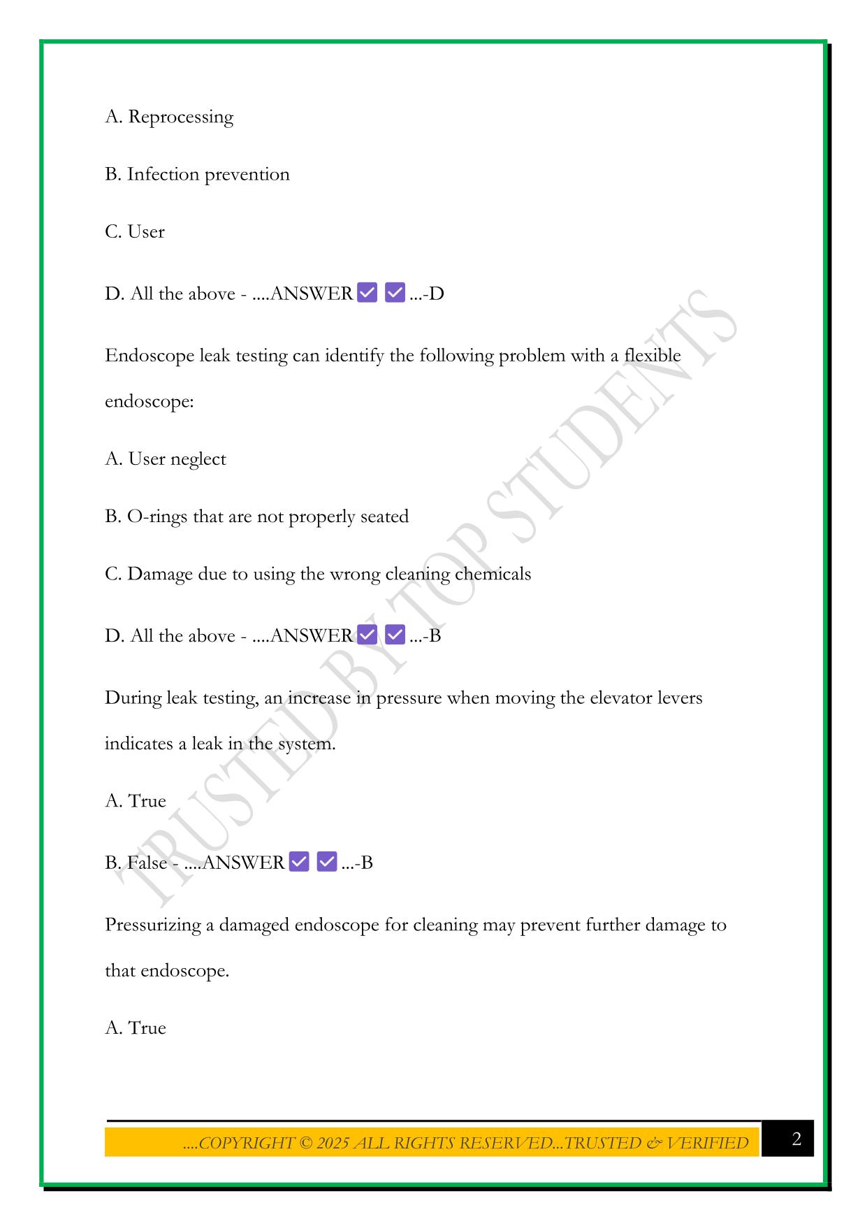 IAHCSMM CER CHAPTERS 13&14&15 EXAM 2025 QUESTIONS AND ANSWERS