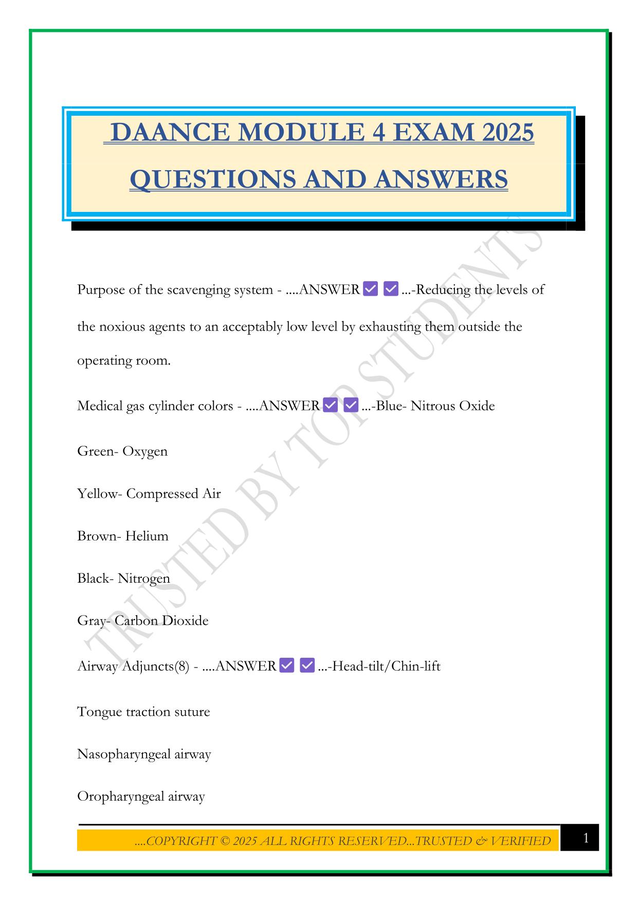 DAANCE MODULE 4 EXAM 2025 QUESTIONS AND ANSWERS