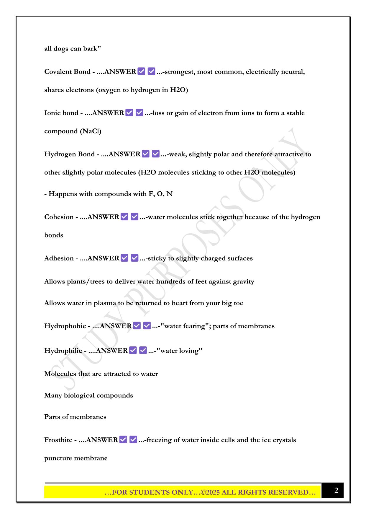 Bio 100 Marci Adams BYU Exam 1 2025 Questions and Answers