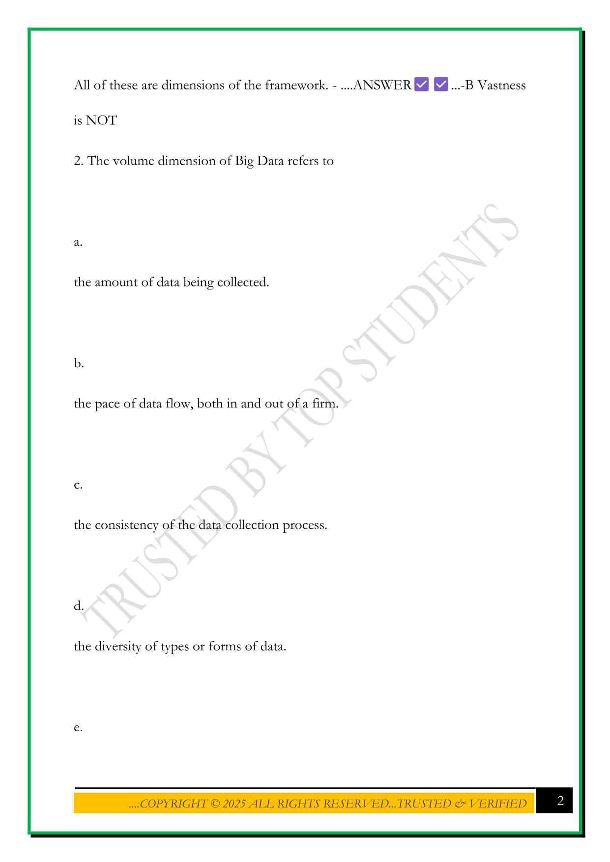CHAPTER 6-- BIG DATA EXAM 2025 QUESTIONS AND ANSWERS