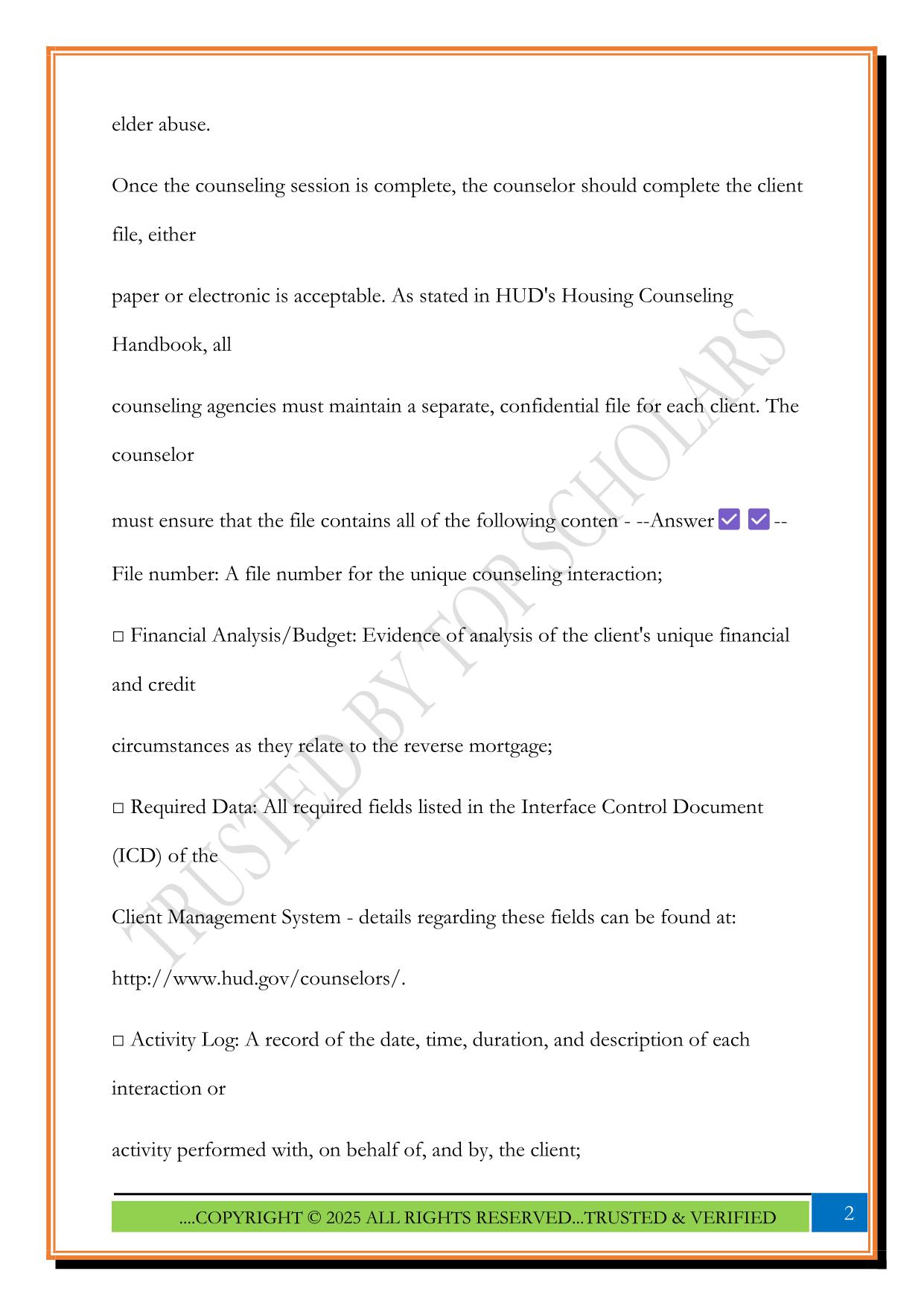 Hecm test 5 2025 Questions and Answers