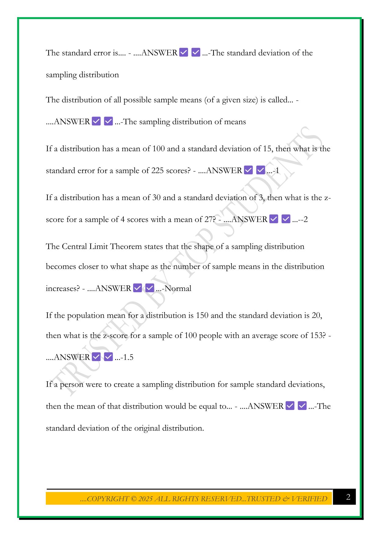 BESC 3010 - TEST 2 2025 QUESTIONS AND ANSWERS