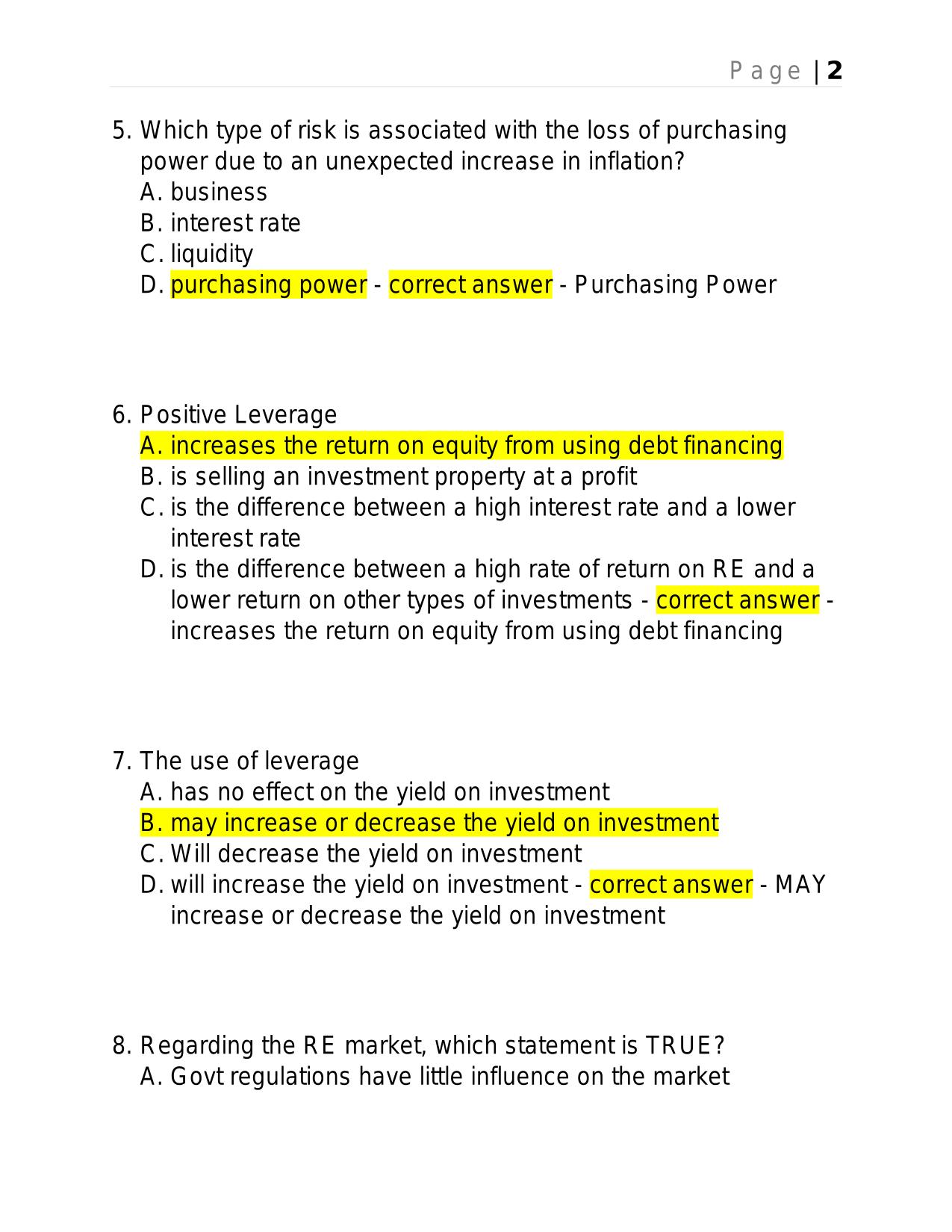 FLORIDA REAL ESTATE CLASS FINAL EXAM 2025 QUESTIONS AND ANSWERS.