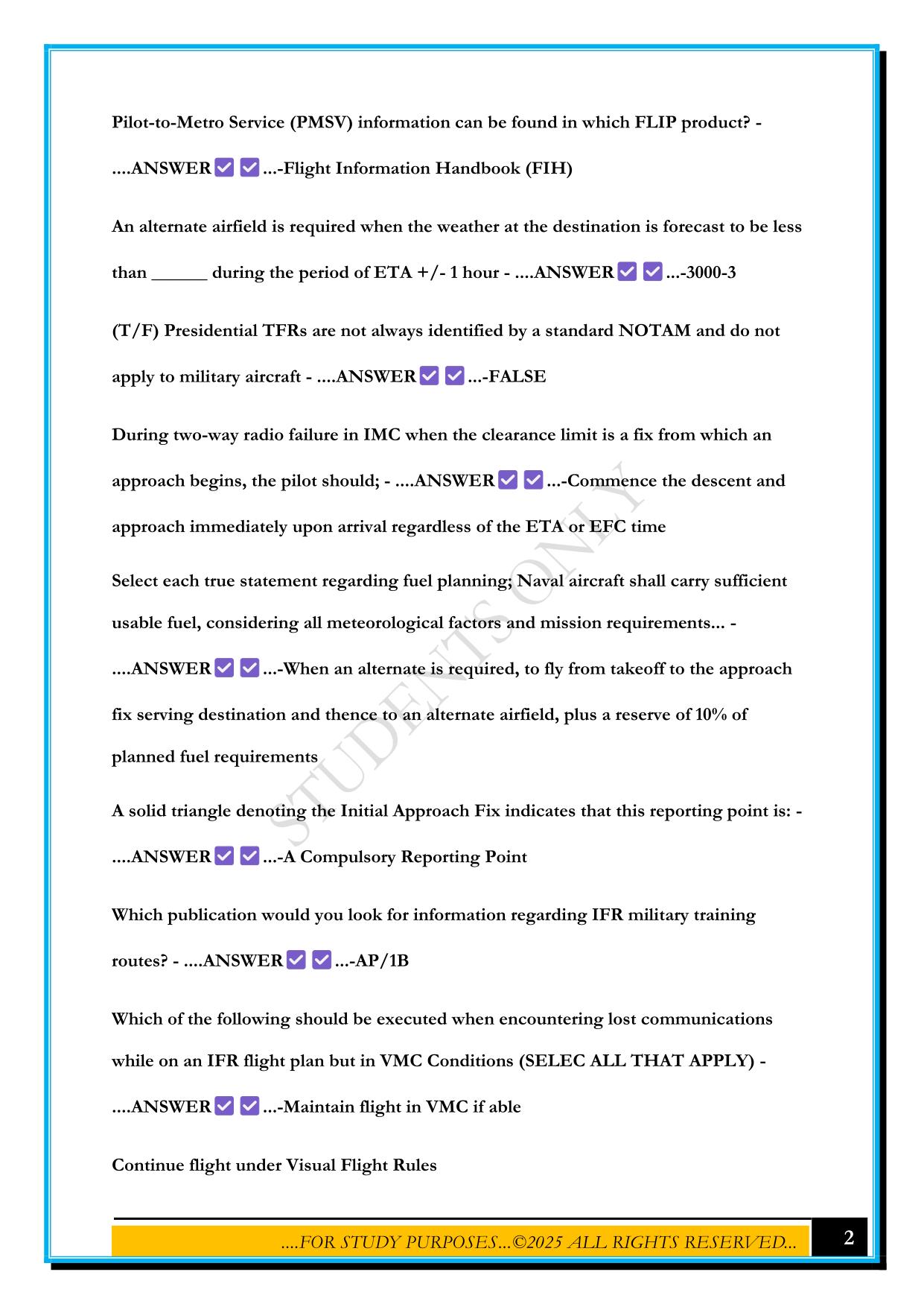 INSTRUMENT GROUND SCHOOL QUESTIONS WITH CORRECT ANSWERS