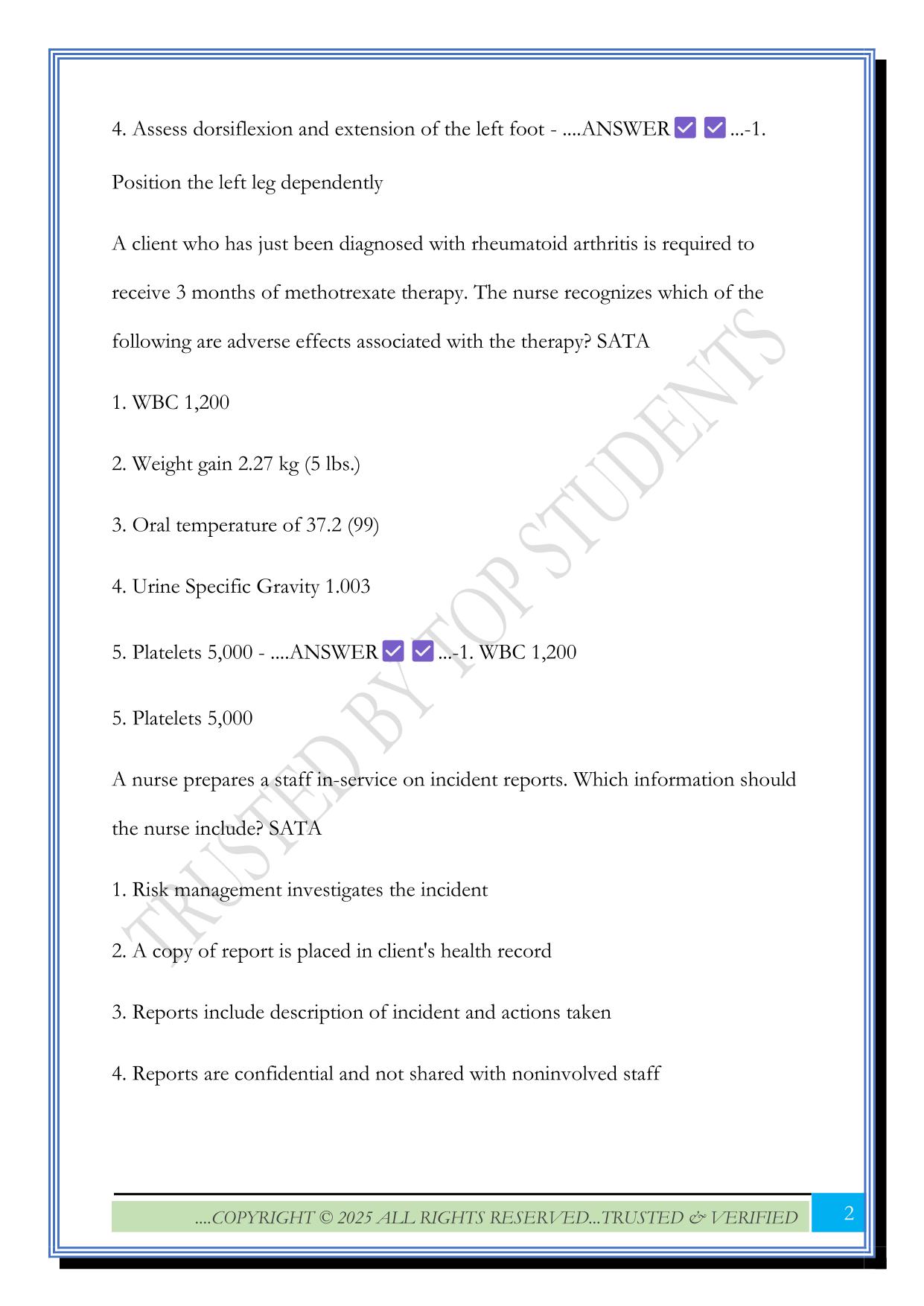 ATI NCLEX Questions with Correct Answers
