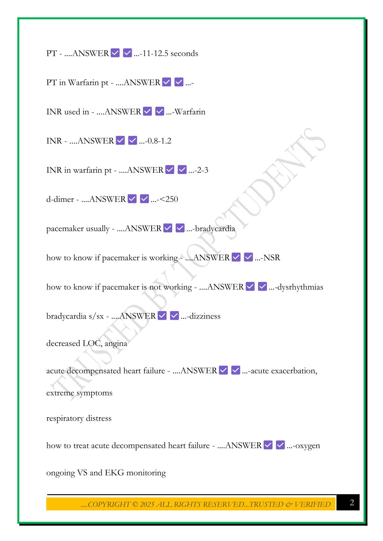 NURS245 LESSON 2 EXAM 2025 QUESTIONS AND ANSWERS