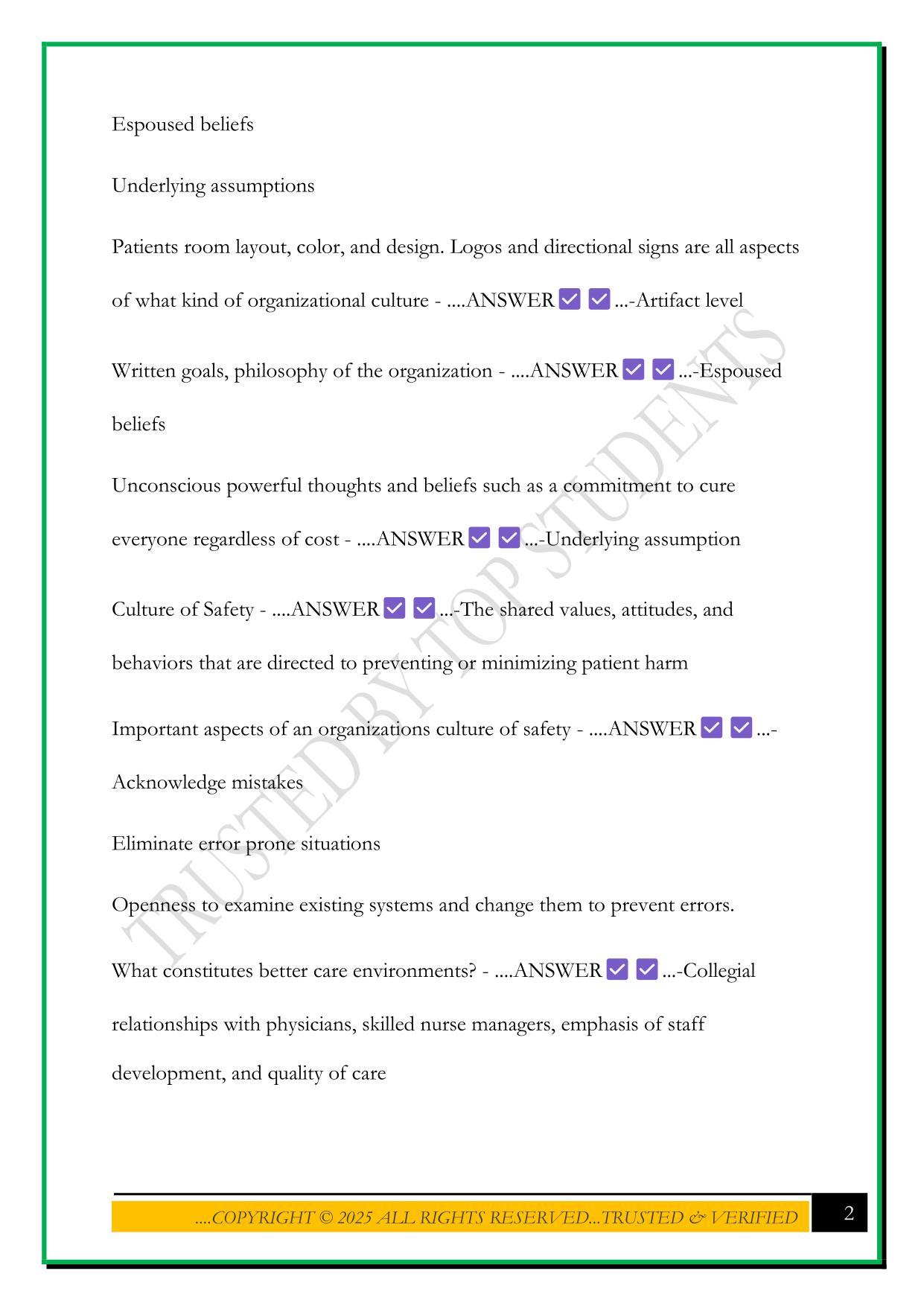 ESSENTIALS OF NURSE LEADERSHIP AND MANAGEMENT CHAPTER 5 EXAM 2025 QUESTIONS AND ANSWERS
