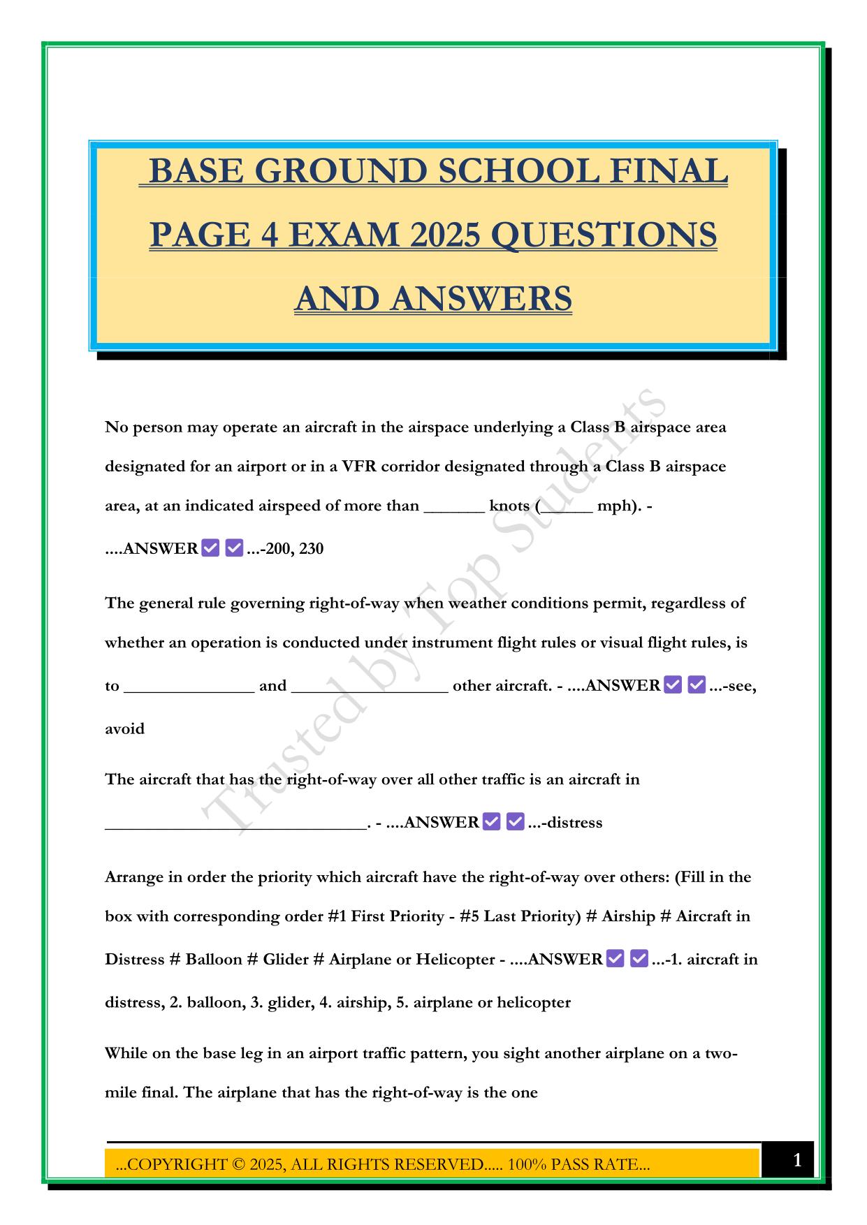 BASE GROUND SCHOOL FINAL PAGE 4 EXAM 2025 QUESTIONS AND ANSWERS
