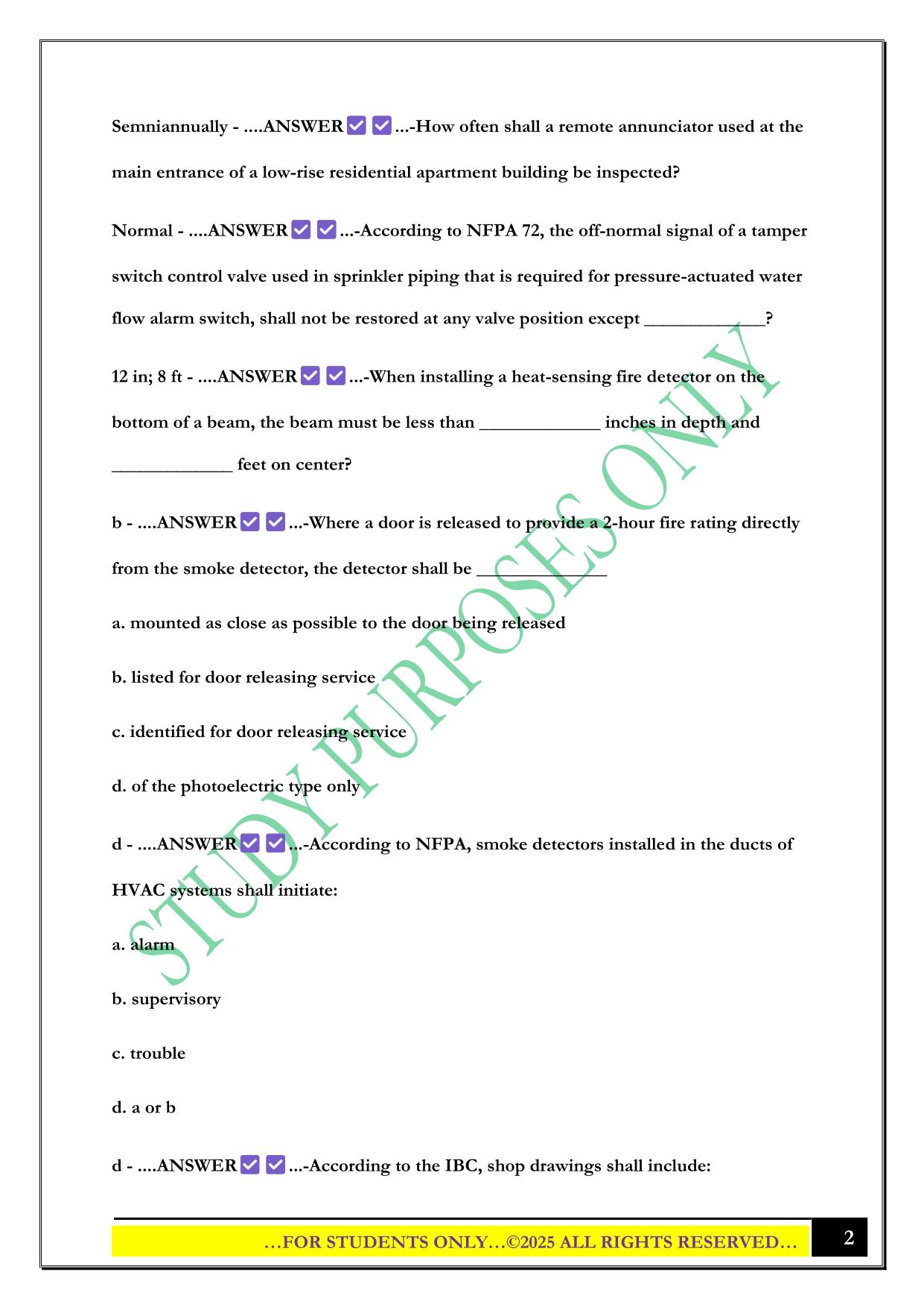 NICET - Fire Alarm Systems (Level 2) Exam 2025 Questions and Answers