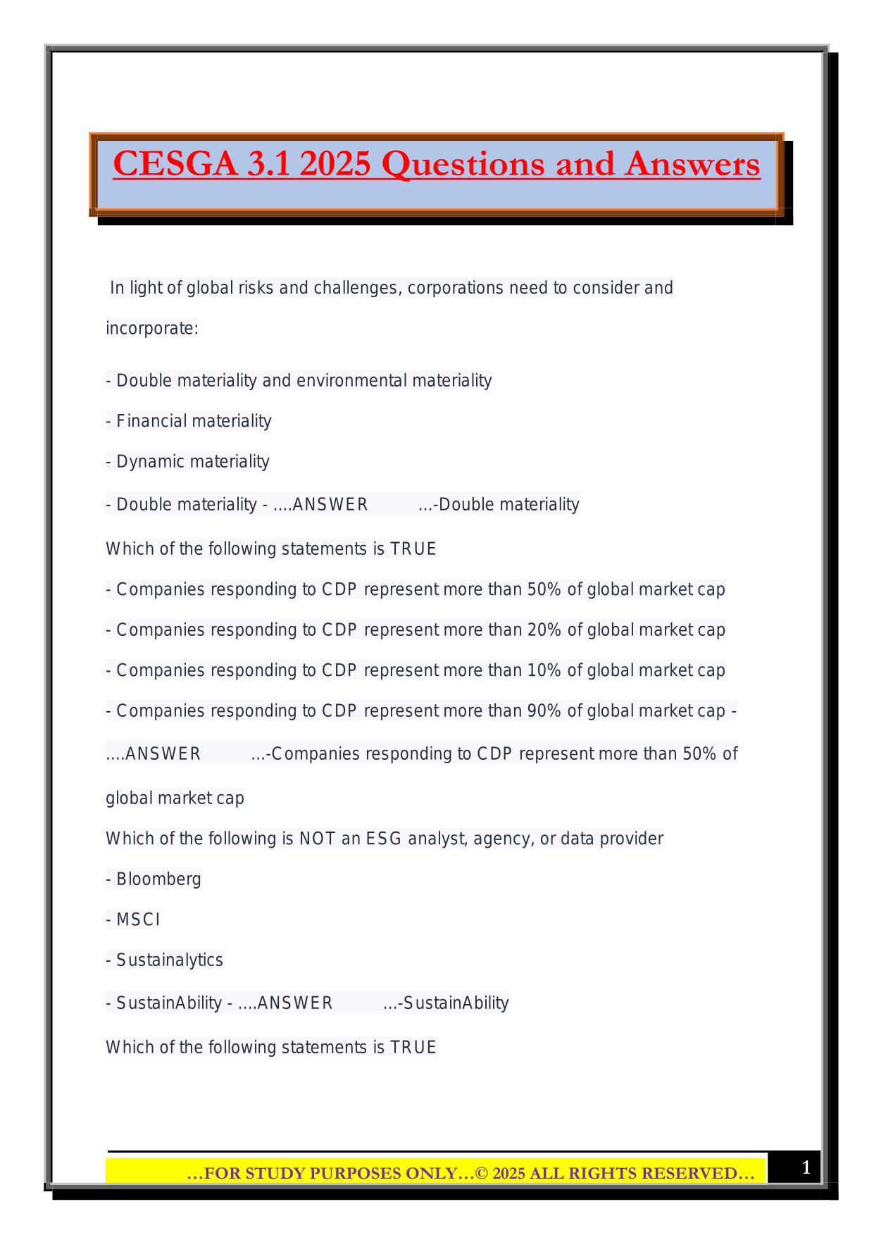 CESGA 3.1 2025 Questions and Answers
