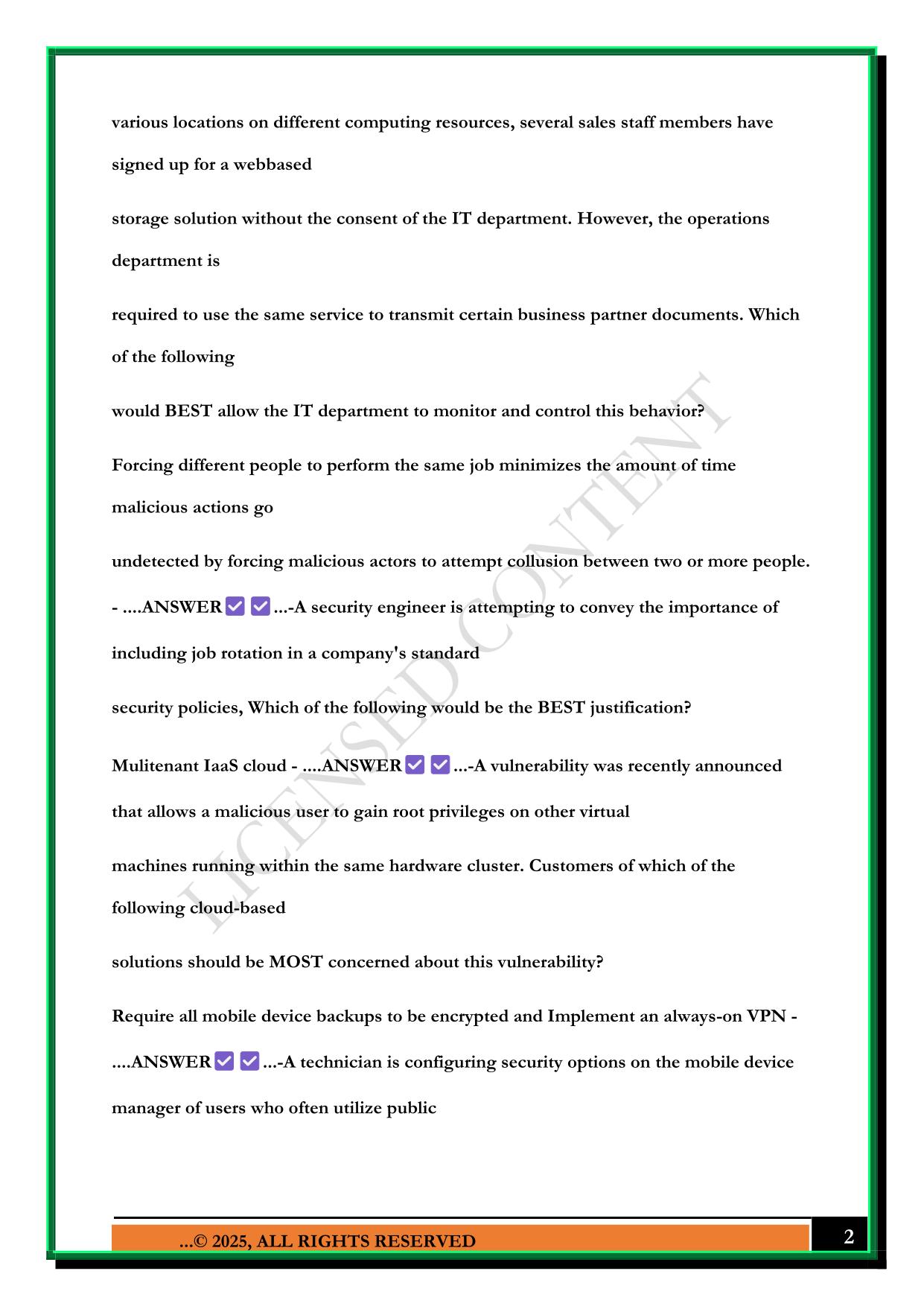 COMPTIA CASP EXAM 2025 QUESTIONS AND ANSWERS