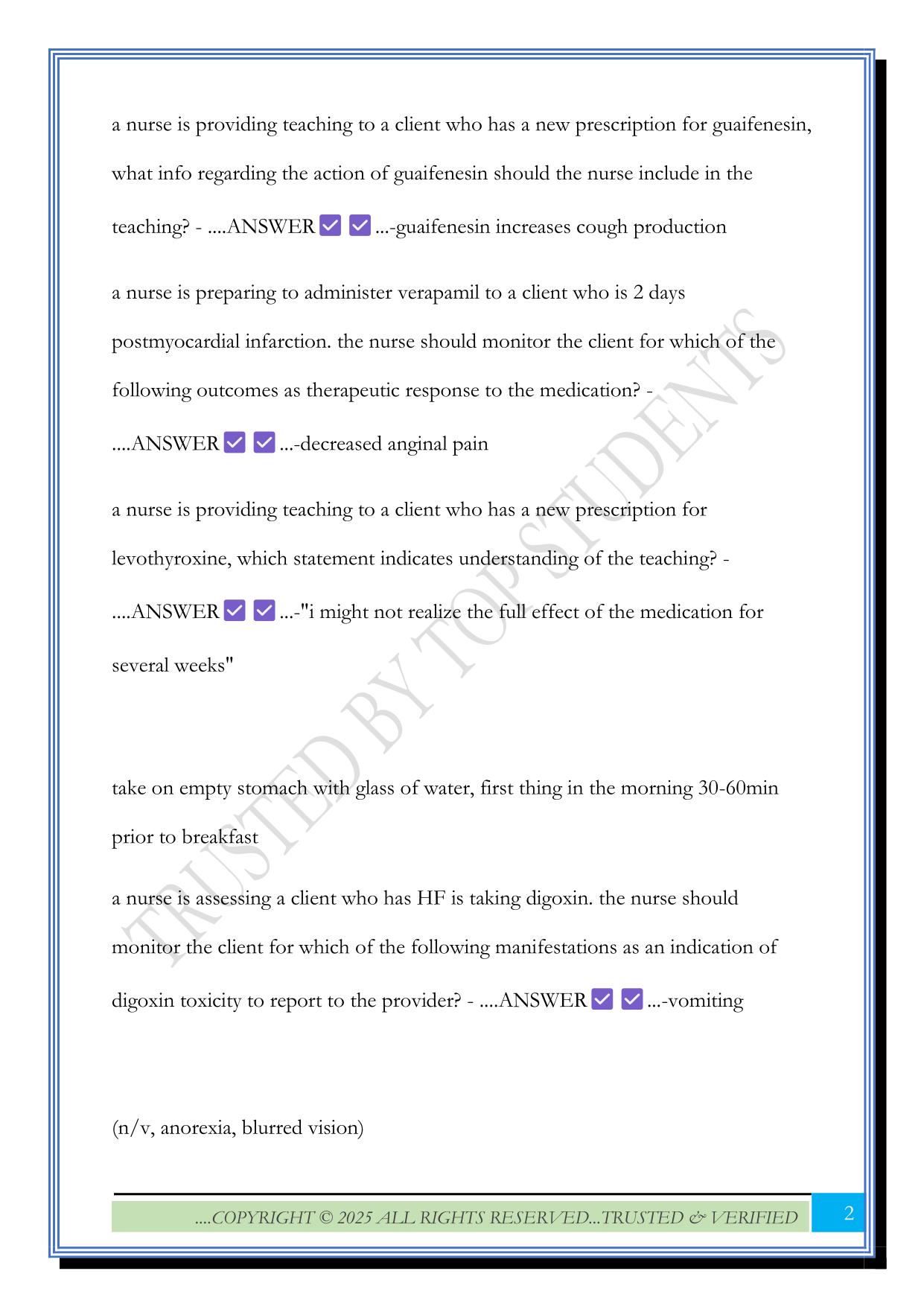 ATI Capstone Pharmacology assessment 1 Exam 2025 Questions and Answers