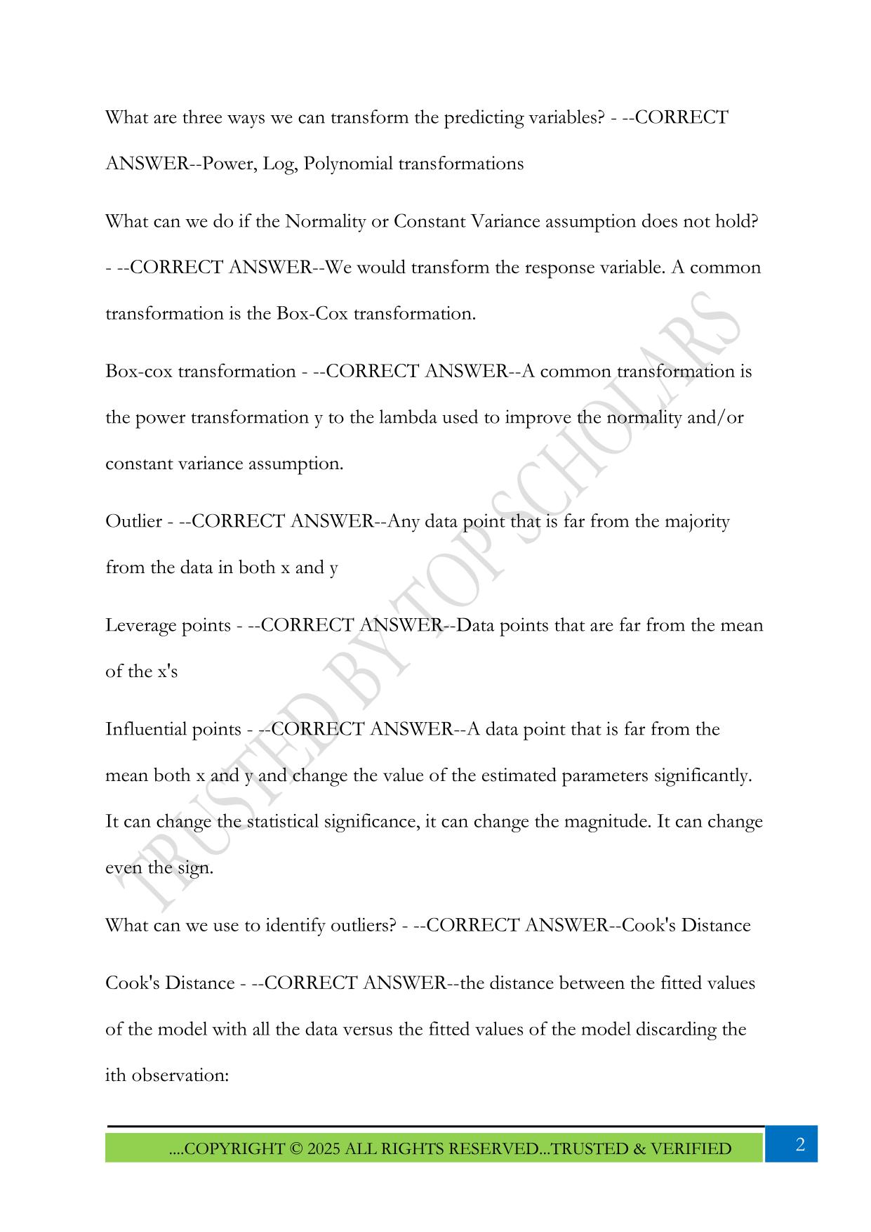 ISYE 6414 - Unit 3 Part 2 Exam 2025 Questions and Answers
