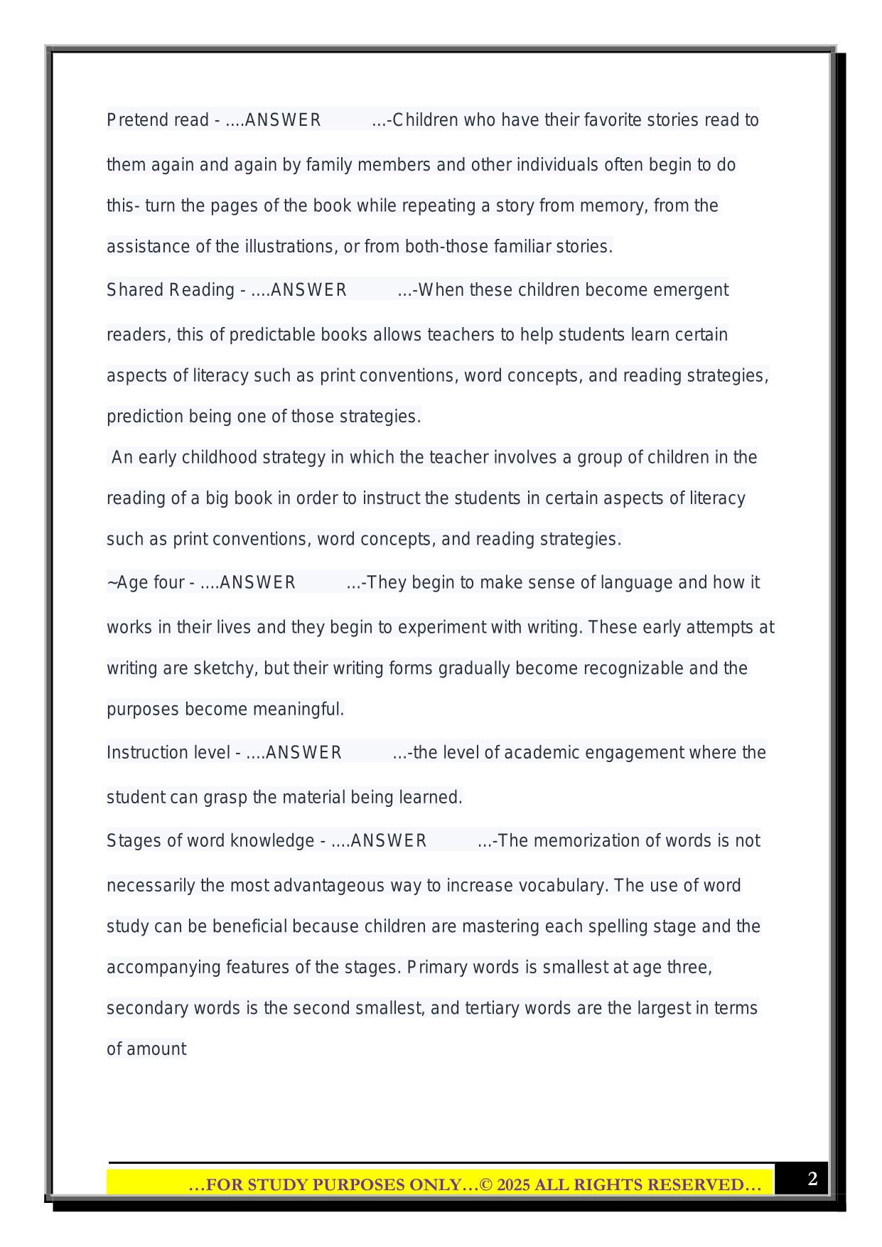 ELED 3322 Module 1 Exam Review 2025 Questions and Answers
