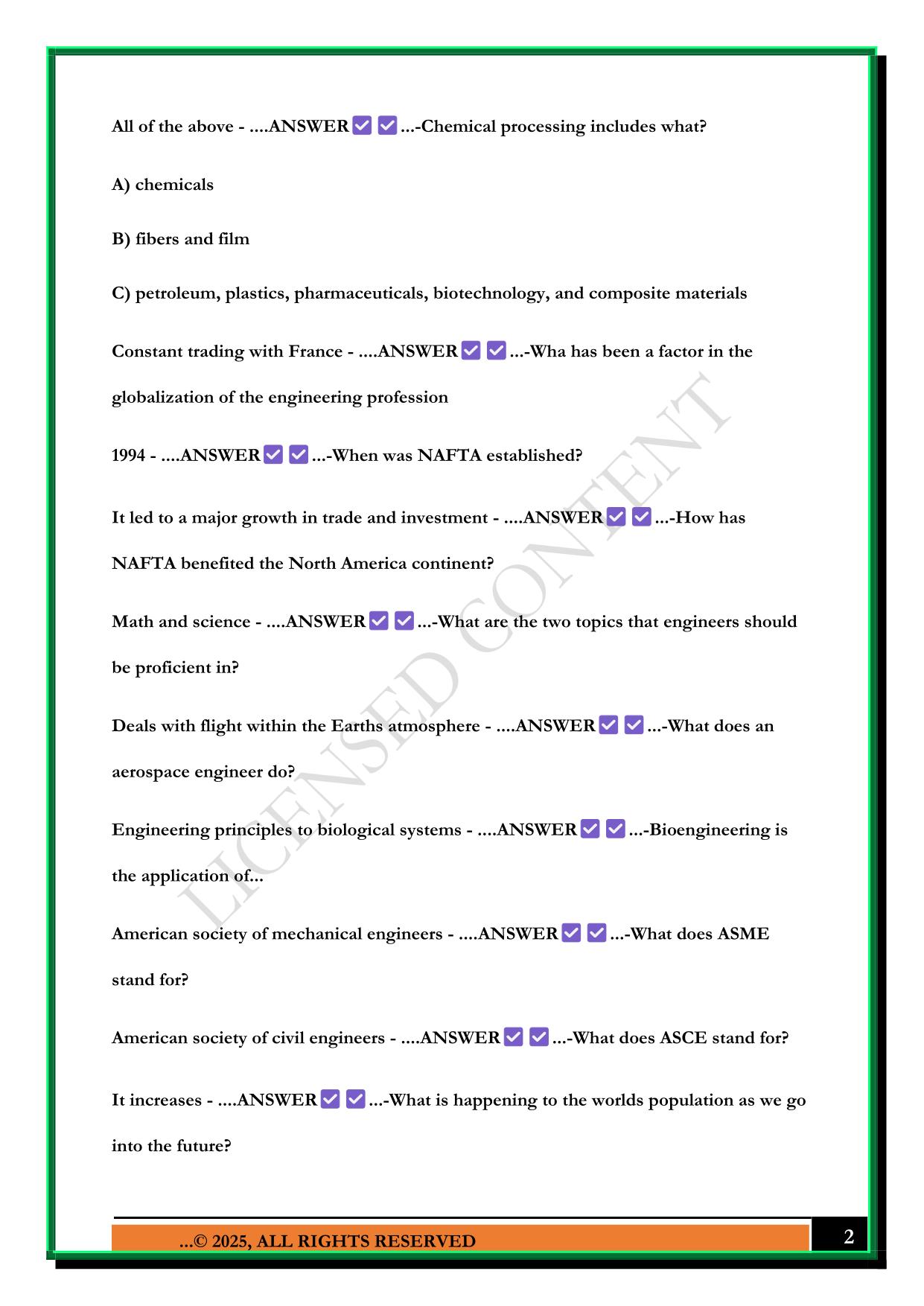 FOUNDATIONS OF ENGINEERING EXAM 2025 QUESTIONS AND ANSWERS