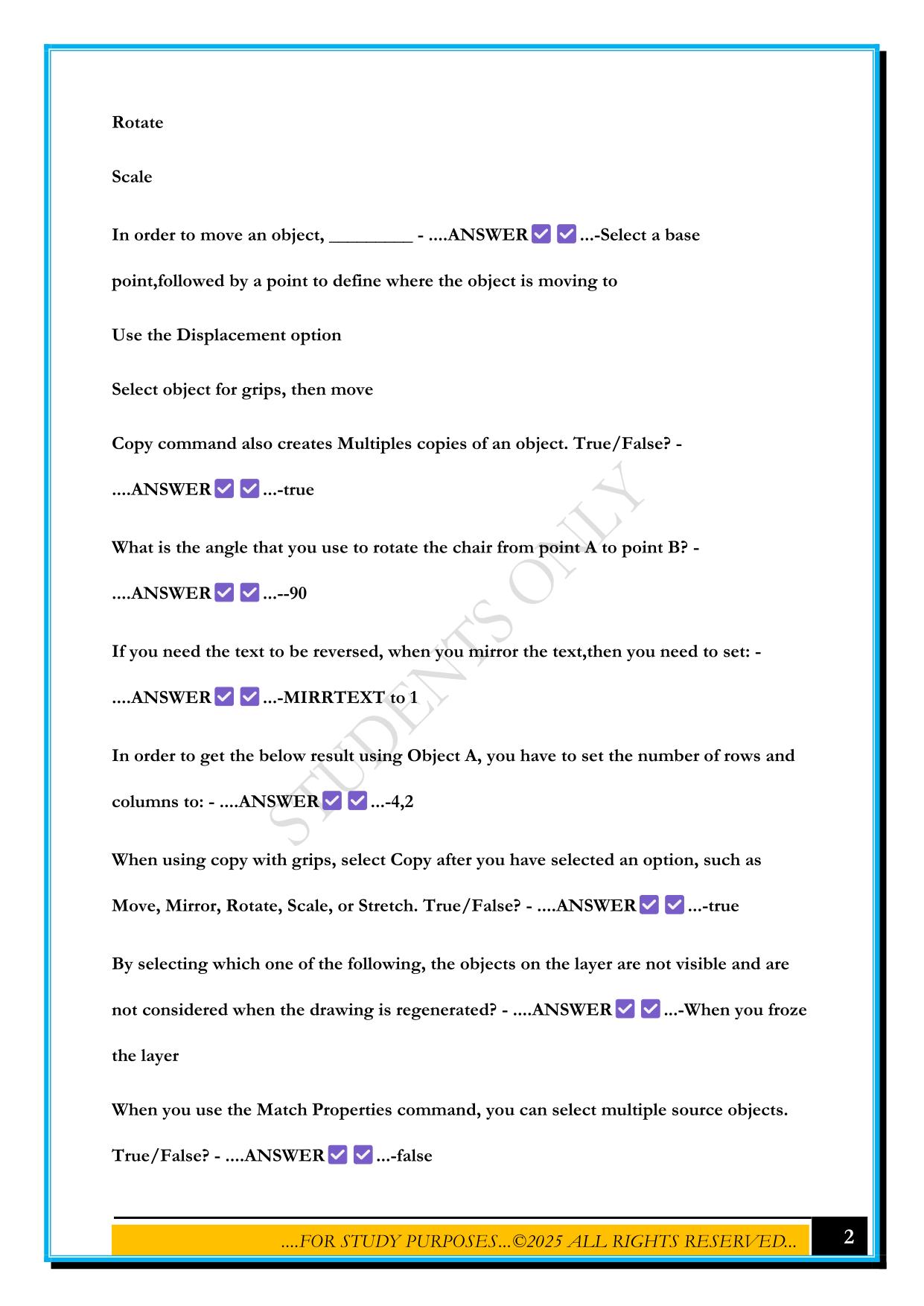 AUTOCAD CERTIFICATION STUDY GUIDE 2025 QUESTIONS AND ANSWERS