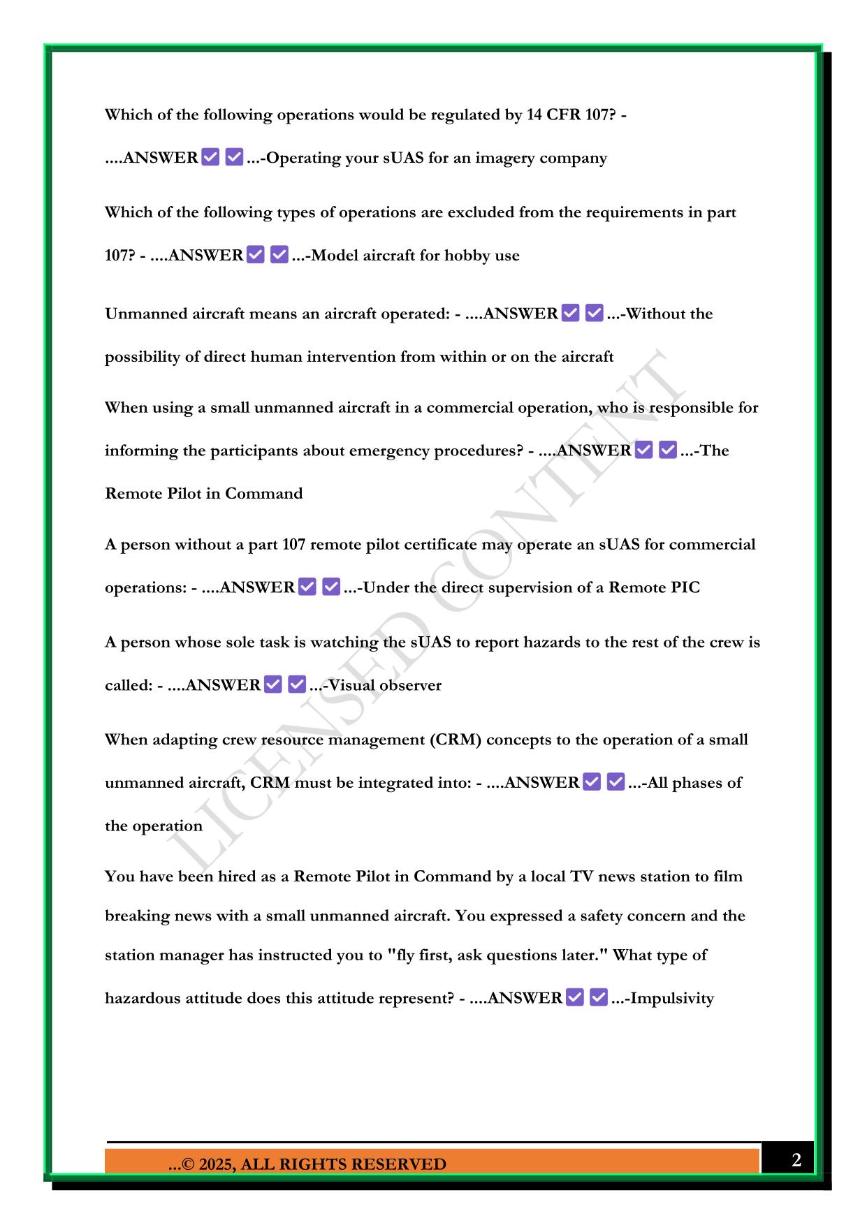 PART 107 DRONE TEST PREP 2025 QUESTIONS AND ANSWERS