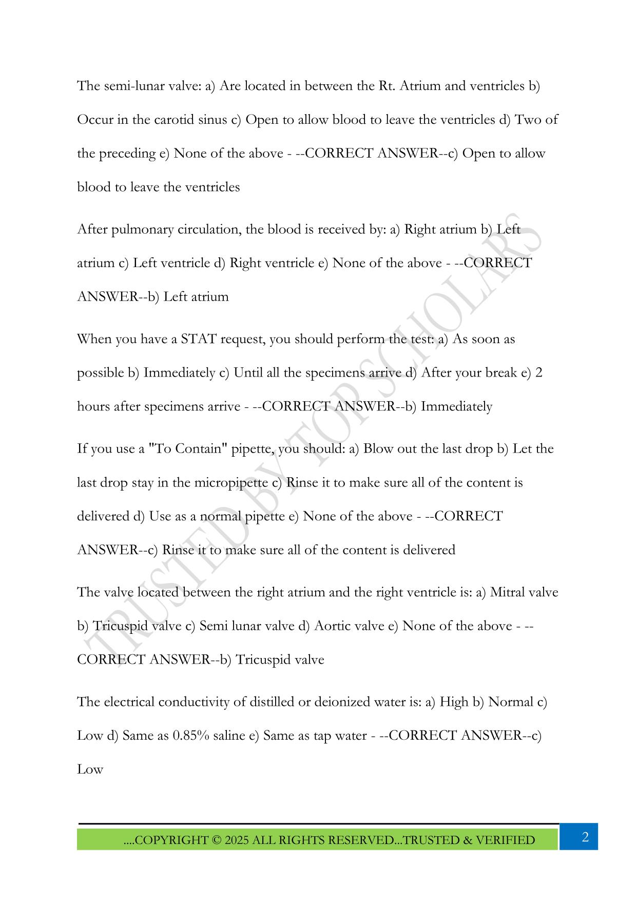 MLPAO MLA/T Exam 2025 Questions and Answers