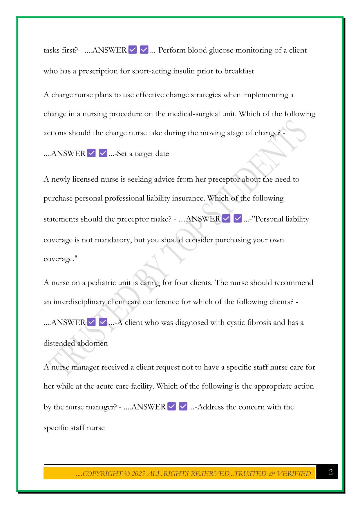 LEADERSHIP - PRE-ASSESSMENT QUIZ 2025 QUESTIONS AND ANSWERS
