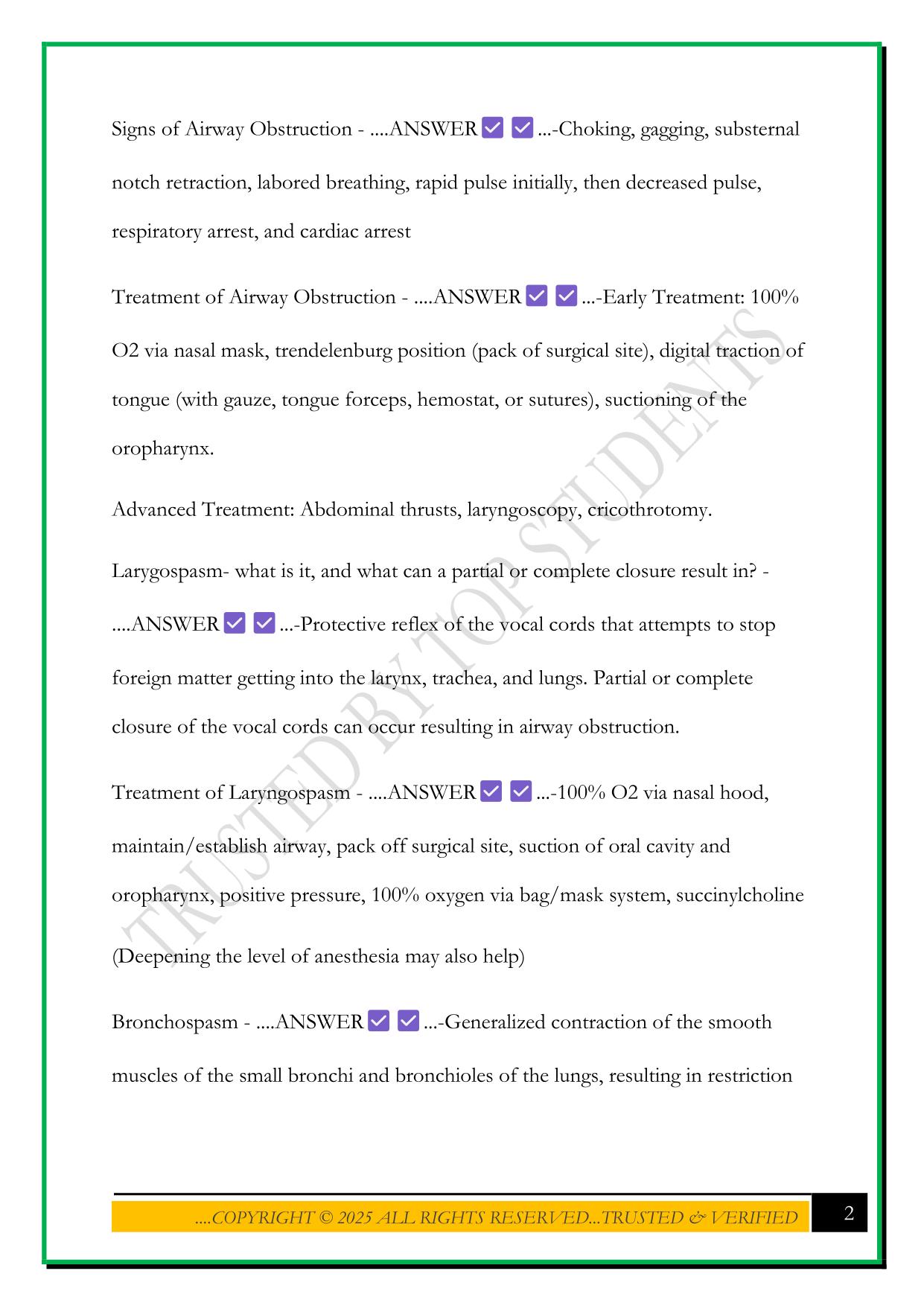 DAANCE- MODULE 5- OFFICE ANESTHESIA EMERGENCIES EXAM 2025 QUESTIONS AND ANSWERS