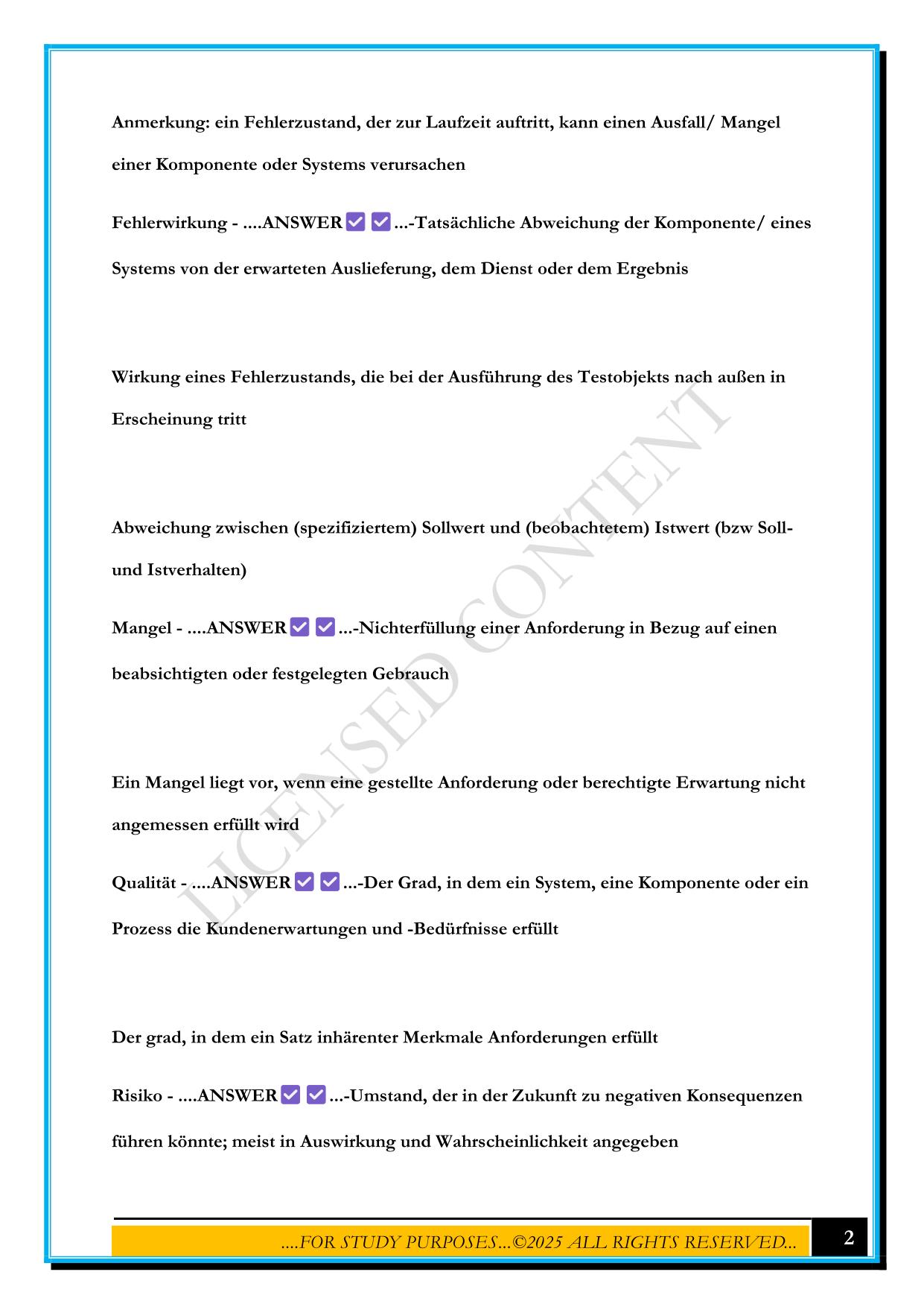 ISTQB FOUNDATION EXAM 2025 QUESTIONS AND ANSWERS