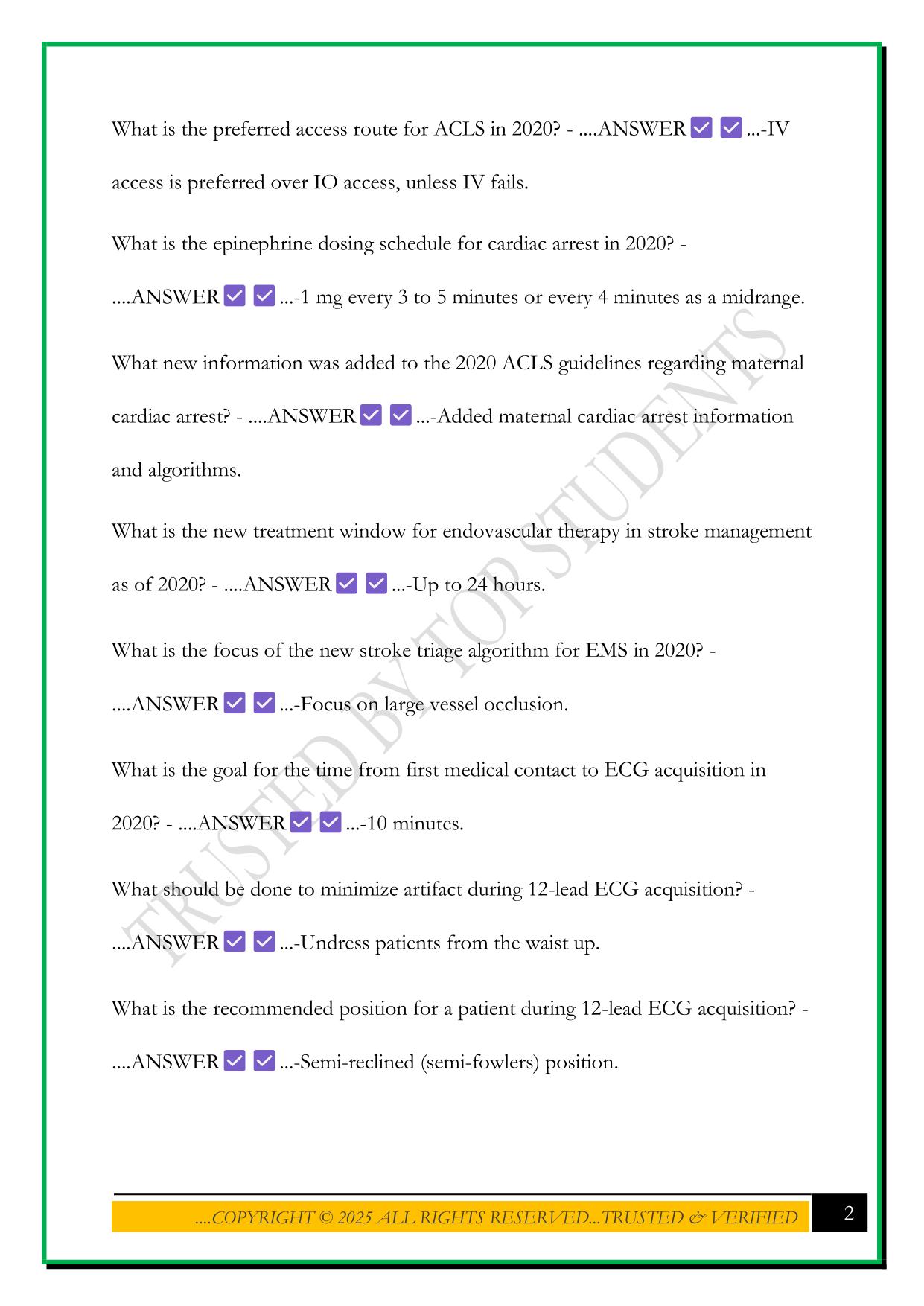 ADVANCED CARDIOVASCULAR LIFE SUPPORT EXAM 2025 QUESTIONS AND ANSWERS