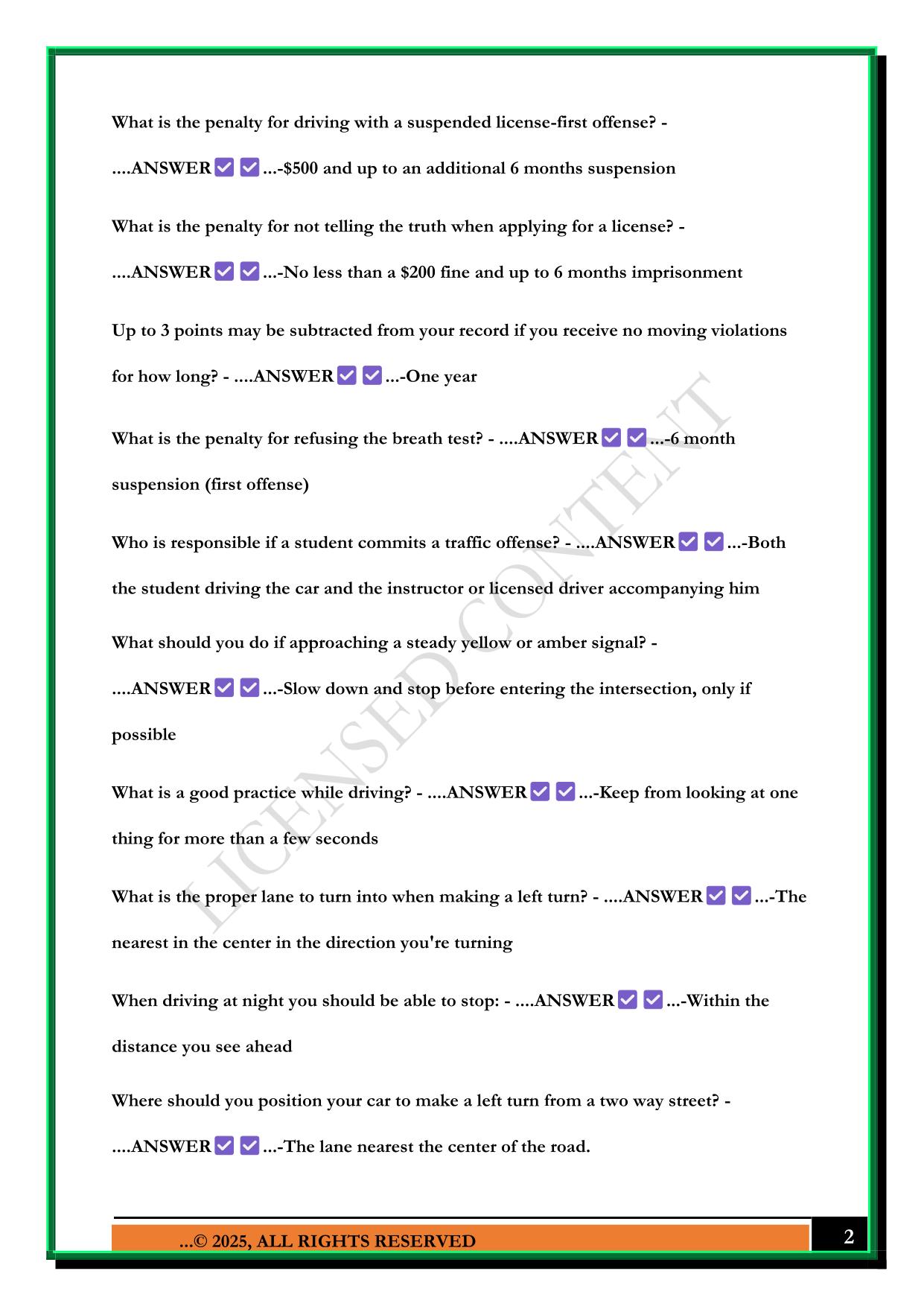 NJ DMV EXAM 2025 QUESTIONS AND ANSWERS