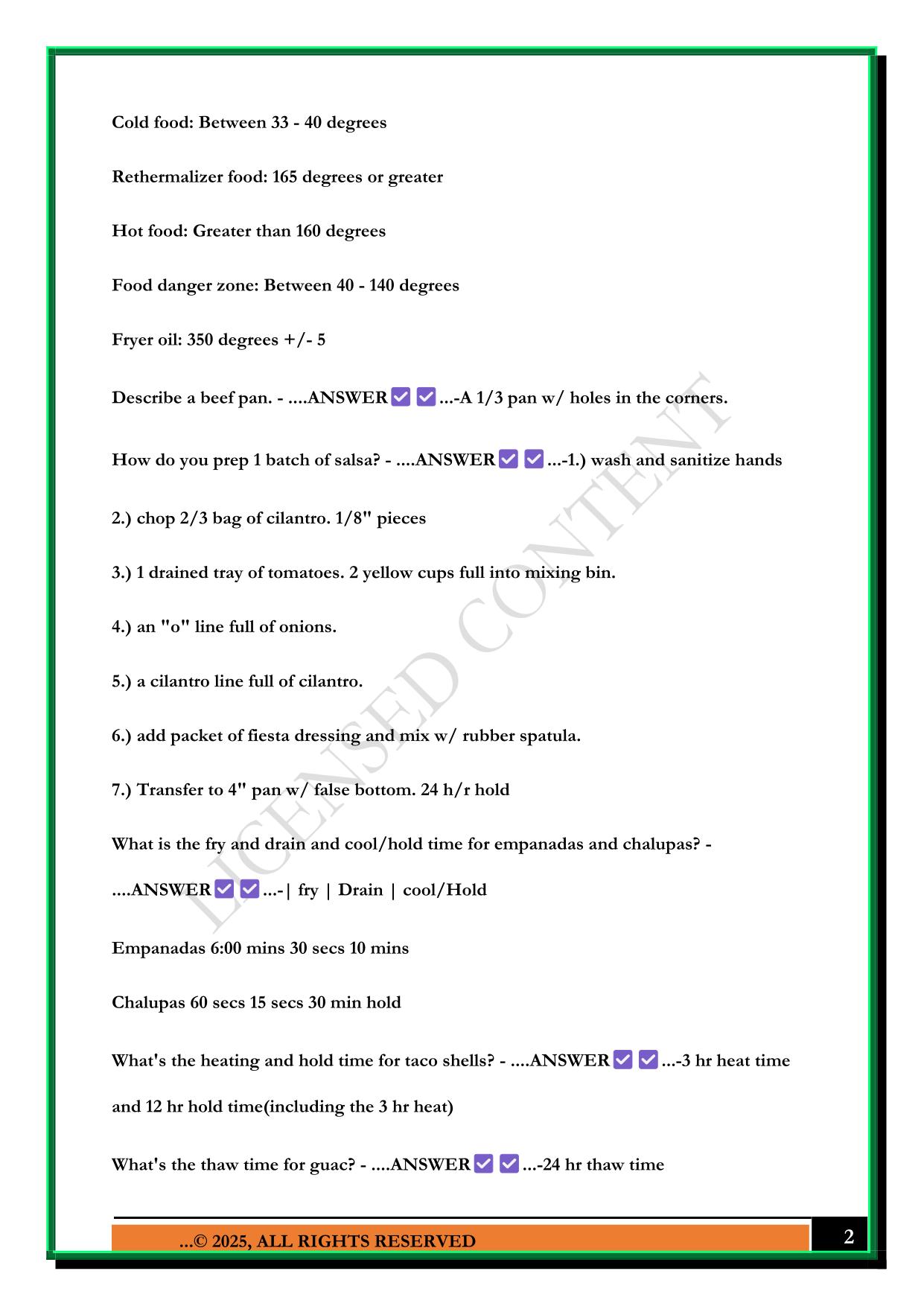 TACO BELL SHIFT LEADER EXAM 2025 QUESTIONS AND ANSWERS