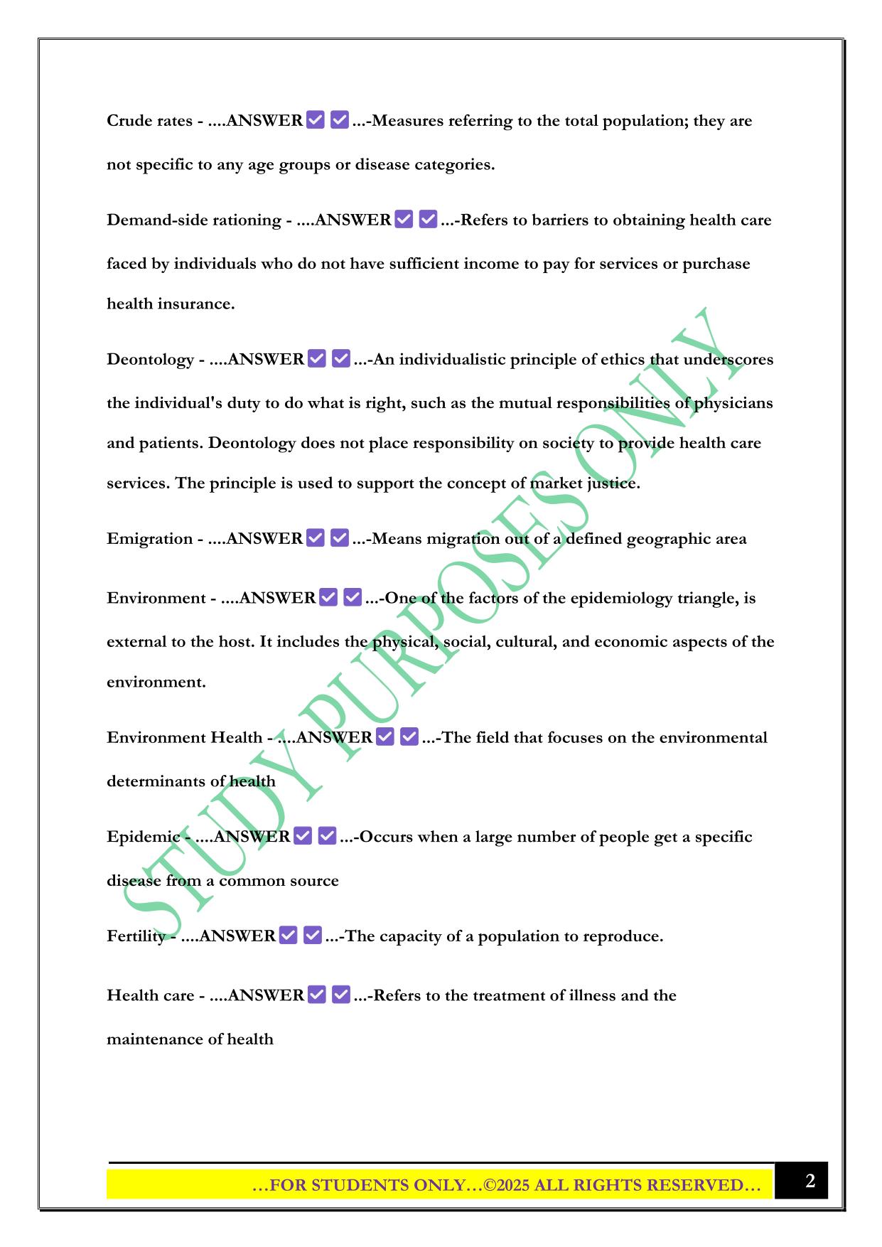 US Healthcare System Chapter 2 Exam Questions and Answers