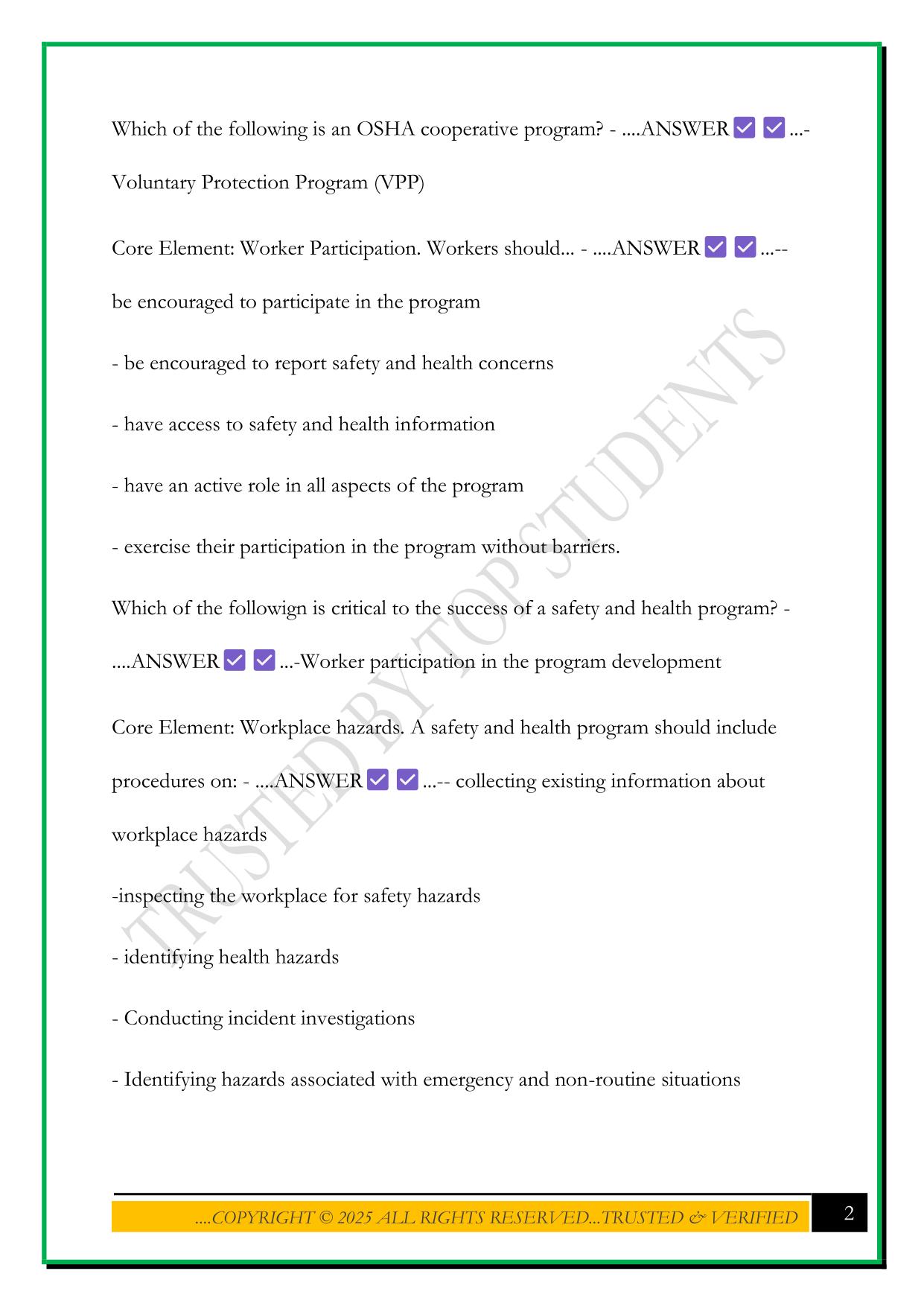 OSHA 30 CONSTRUCTION EXAM 2025 QUESTIONS AND ANSWERS