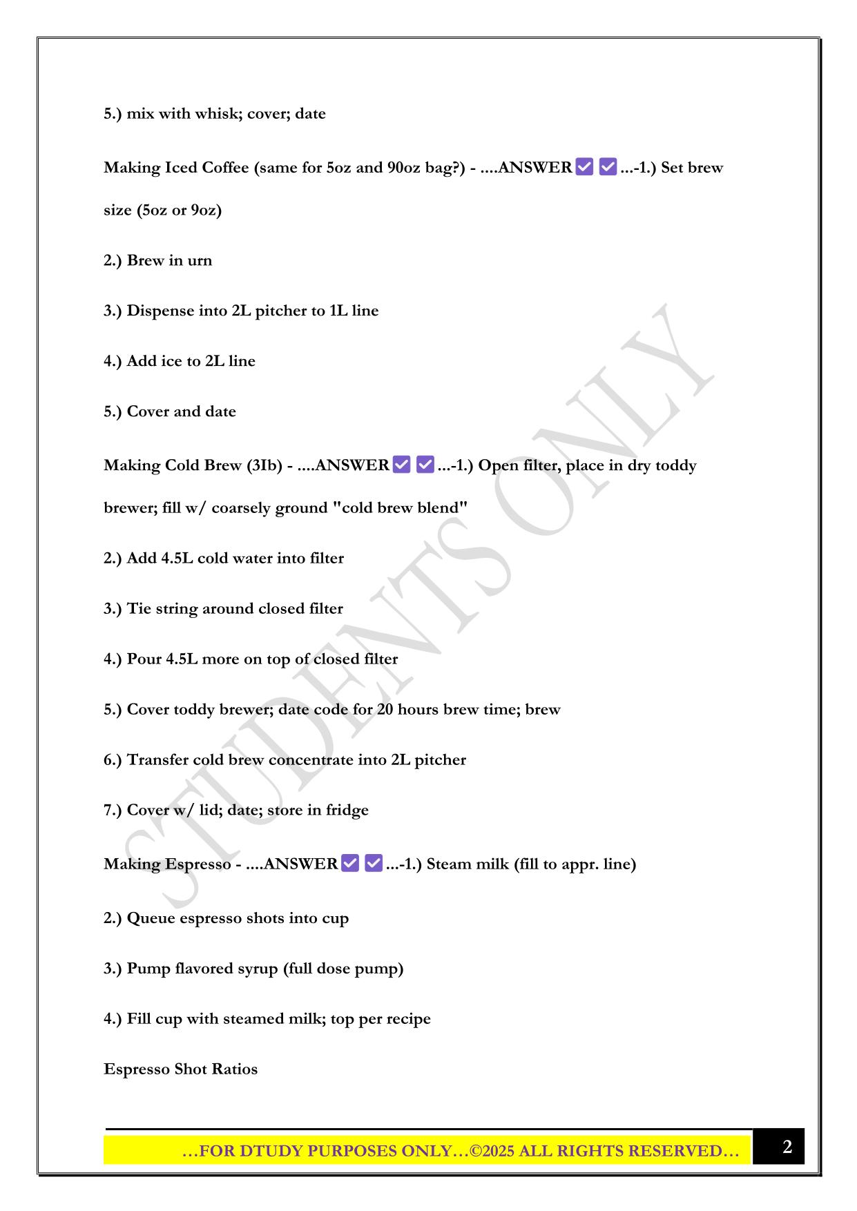 STARBUCKS BARISTA BASICS EXAM 2025 QUESTIONS AND ANSWERS