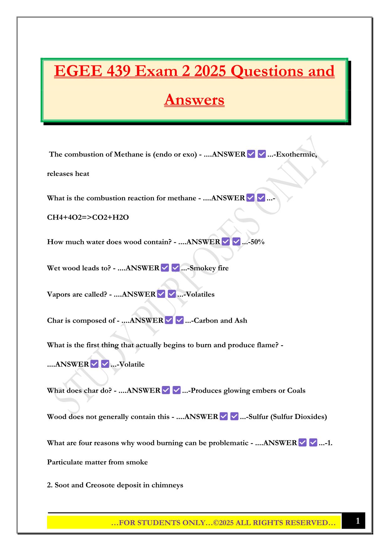 EGEE 439 Exam 2 2025 Questions and Answers