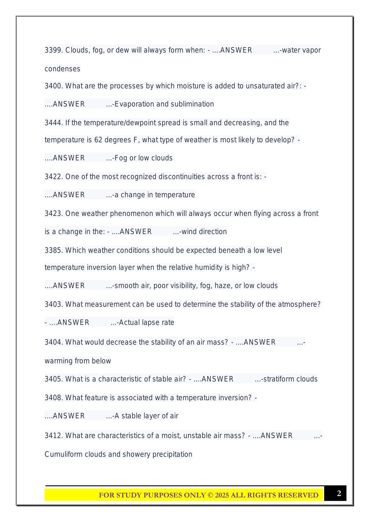 Exam 3 Private Pilot Ground School Exam 2025 Questions and Answers
