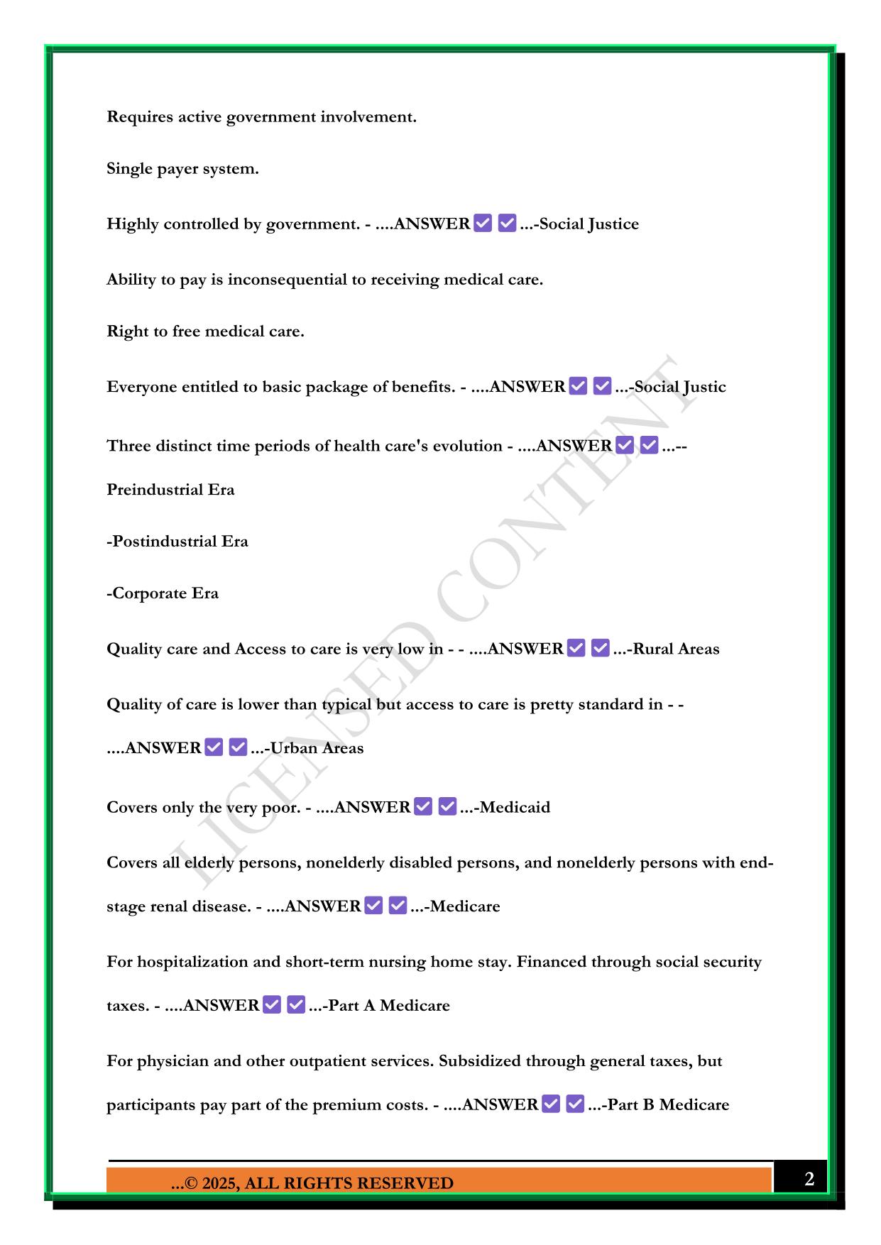 C425 - HEALTHCARE DELIVERY SYSTEMS, REGULATIONS, AND COMPLIANCE EXAM 2025 QUESTIONS AND ANSWERS