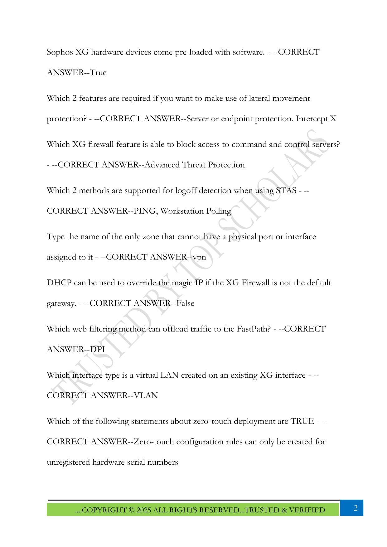 Sophos Firewall Exam 2025 Questions and Answers