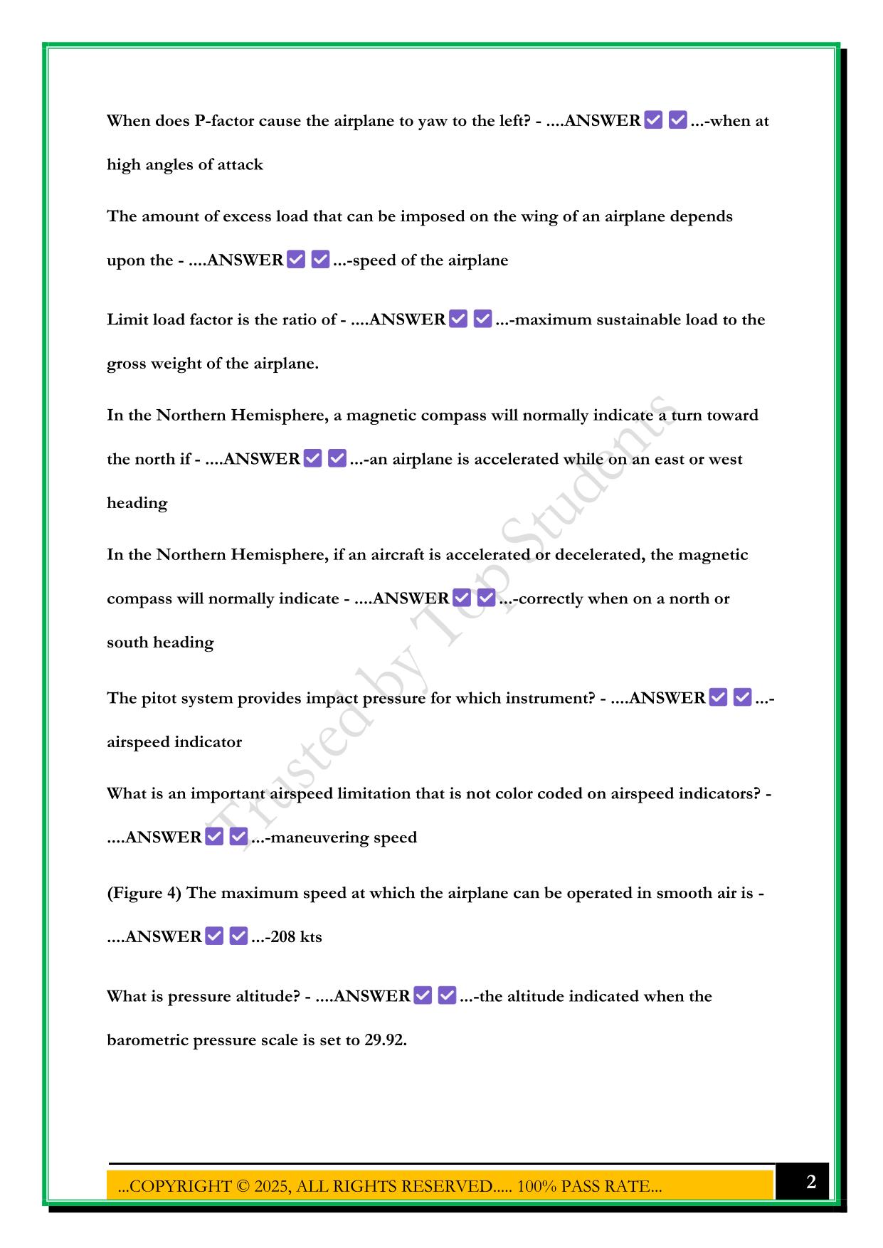 PRIVATE PILOT WRITTEN EXAM 2025 QUESTIONS AND ANSWERS