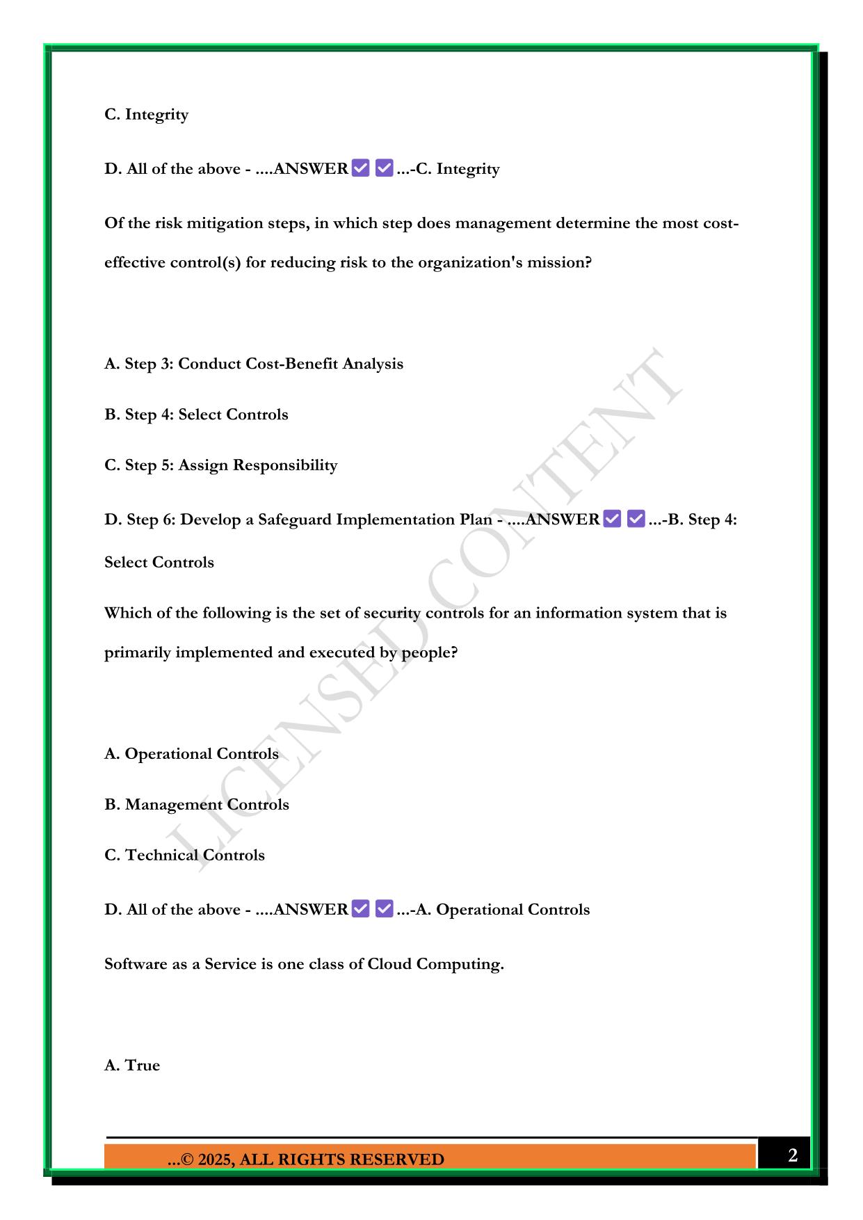 FEDVTE CYBER RISK MANAGEMENT FOR MANAGERS EXAM 2025 QUESTIONS AND ANSWERS