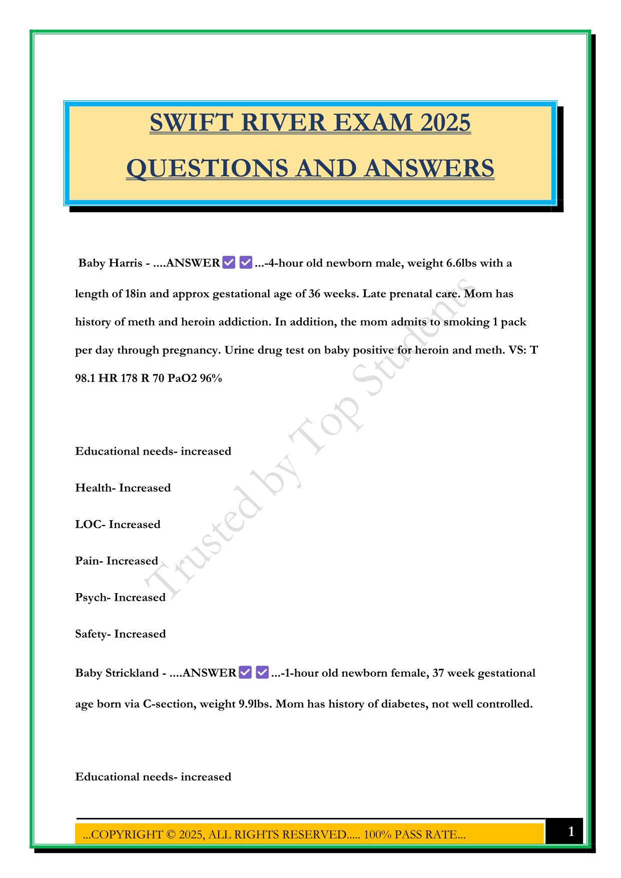 SWIFT RIVER EXAM 2025 QUESTIONS AND ANSWERS