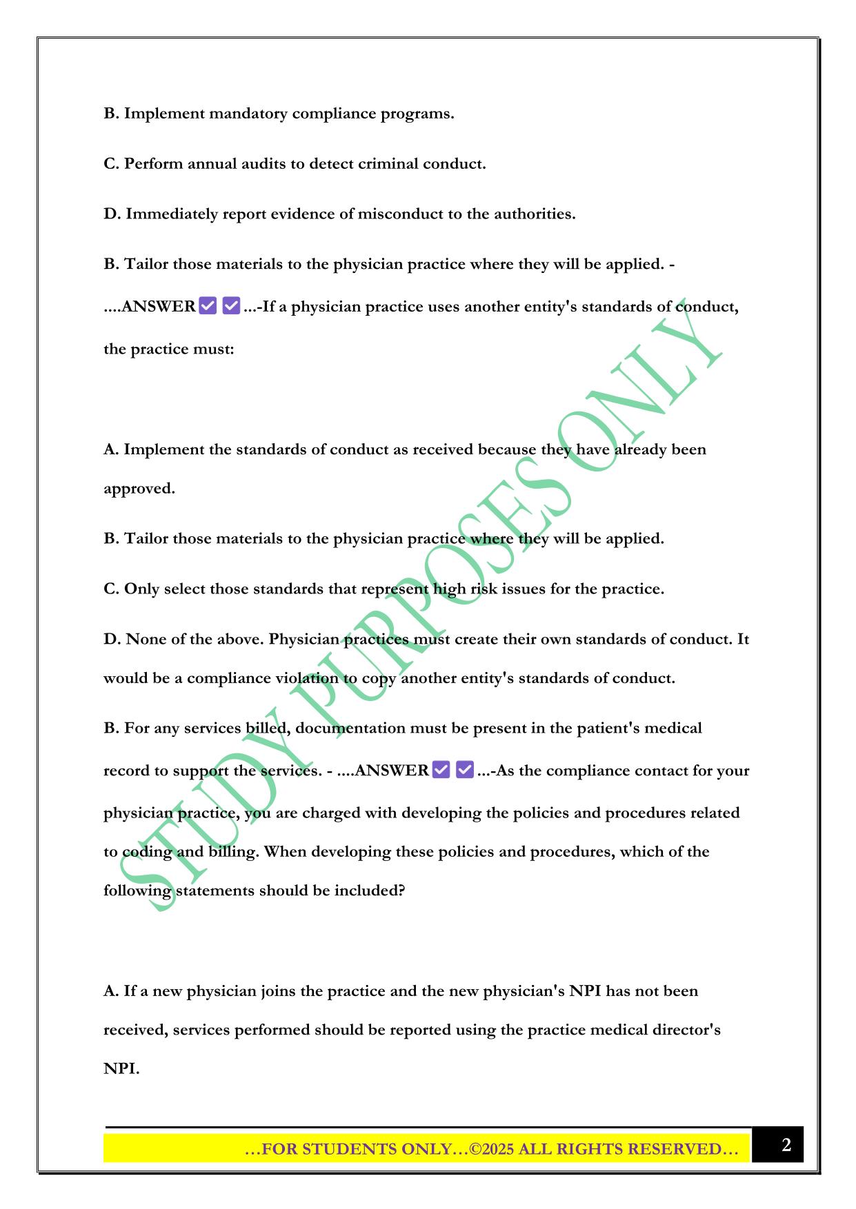 CPCO Certification Exam 2025 Questions and Answers