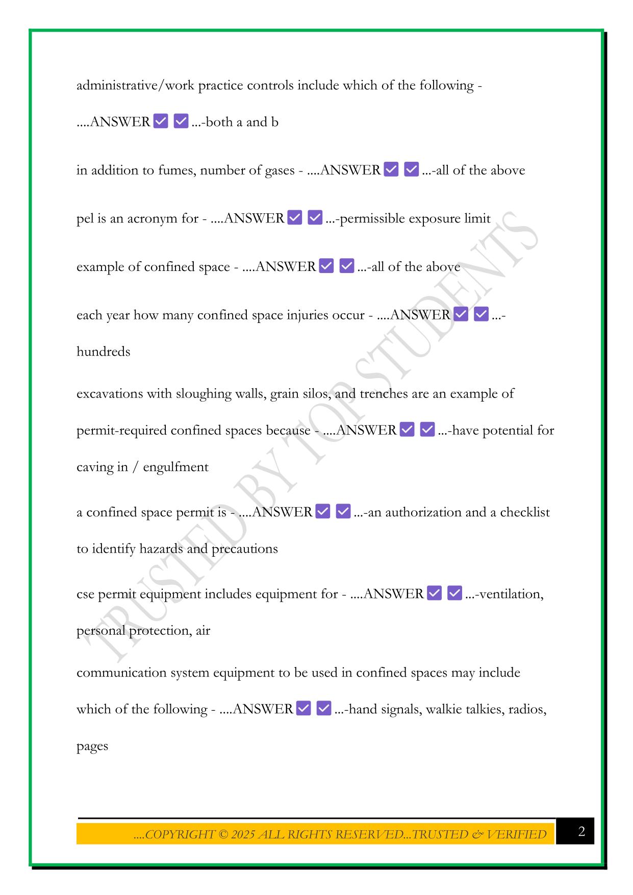 OSHA 30 CONSTRUCTION EXAM 2025 QUESTIONS AND ANSWERS