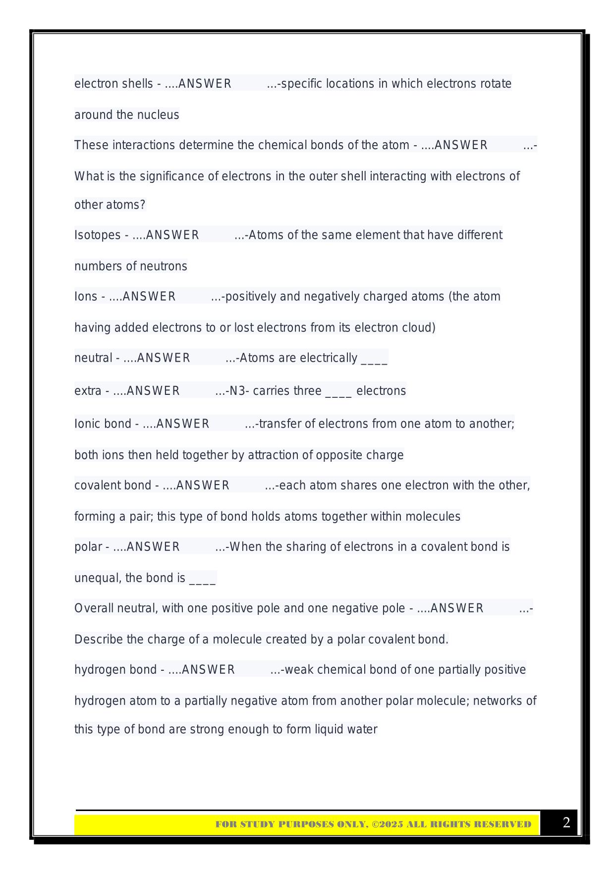 BIO-100 Exam 5 2025 Questions and Answers