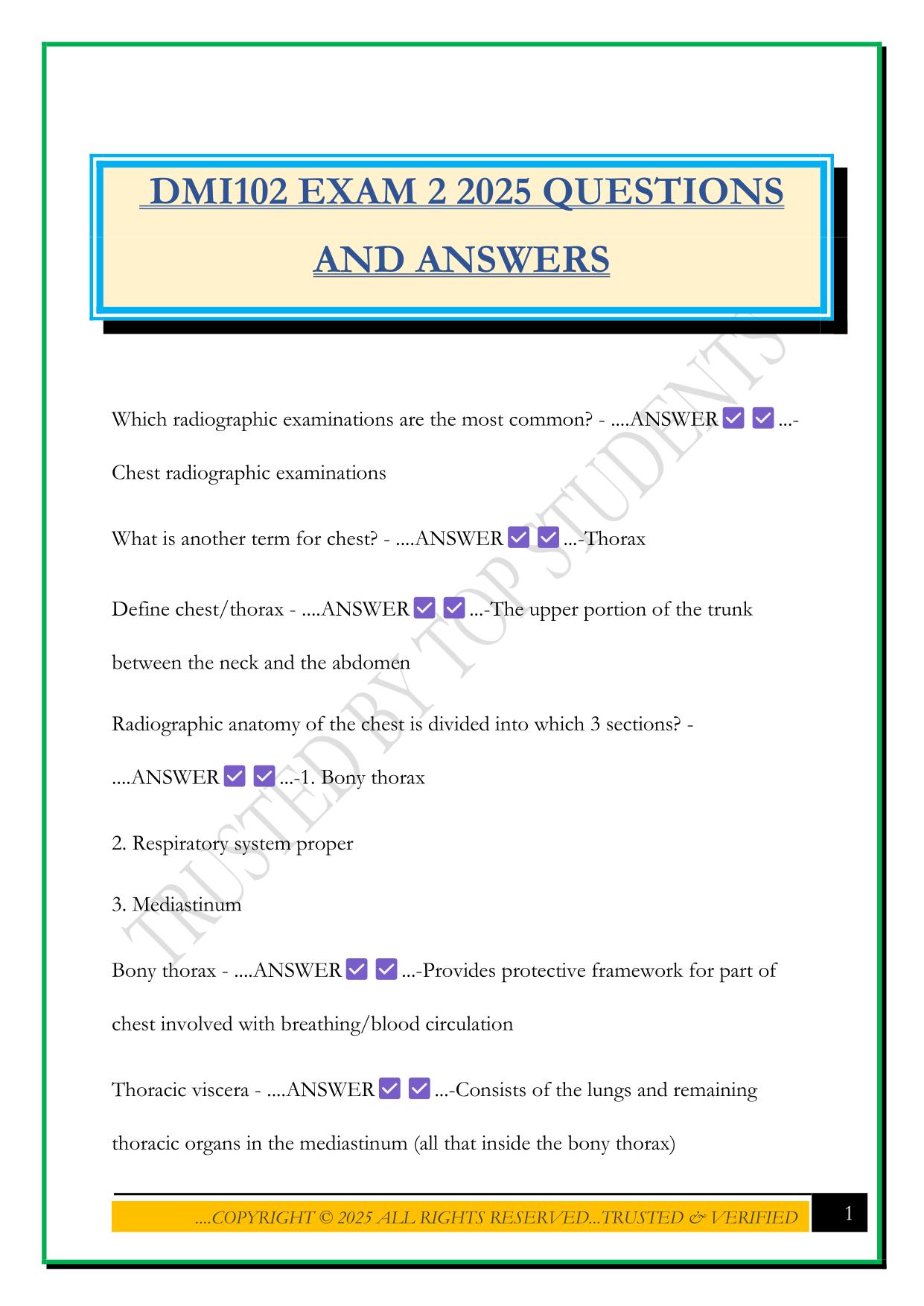 DMI102 EXAM 2 2025 QUESTIONS AND ANSWERS